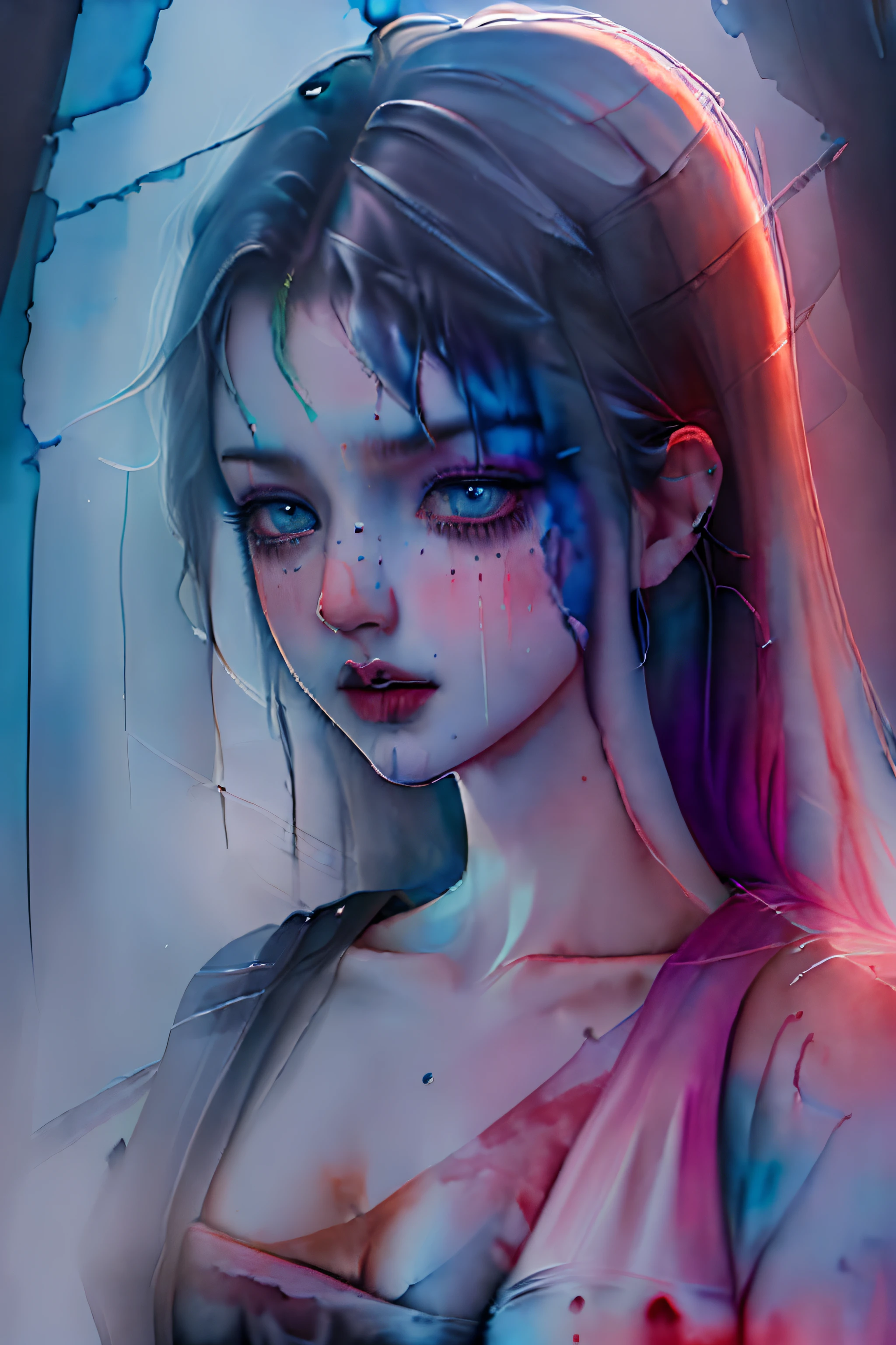 (breathtaking:1.25), (watercolor, aquarelle, wet watercolor:1.25), gothic girl, dress, colorful, dark background, dynamic pose, by alena aenami, by rutkowski, \n(intricate details), (hyperdetailed), 8k hdr, high detailed, lot of details, high quality, soft cinematic light
