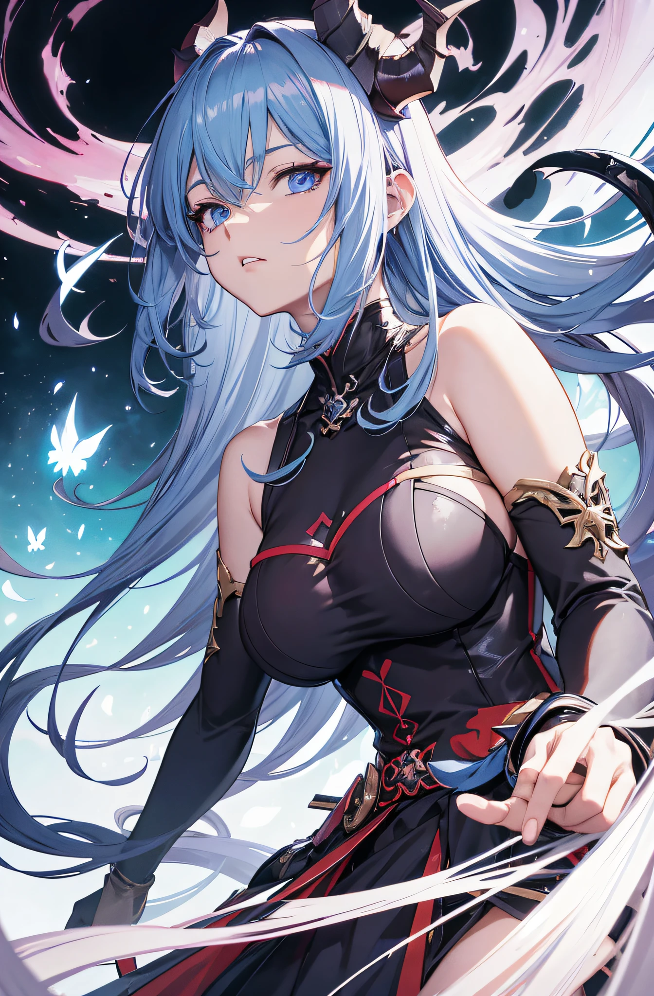 Anime - Stilbild eines Mannes mit blauen Augen und schwarzem Mantel, Handsome guy in demon killer art, Detaillierte digitale Anime-Kunst, Keqing von Genshin Impact, Badass Anime 8 K, Granblue Fantasy, anime art wallpaper 4k, von Yang J, anime art wallpaper 4 k, Dämonentöter-Artstyle, anime art wallpaper 8 k, Demon Slayer Rui Fanart