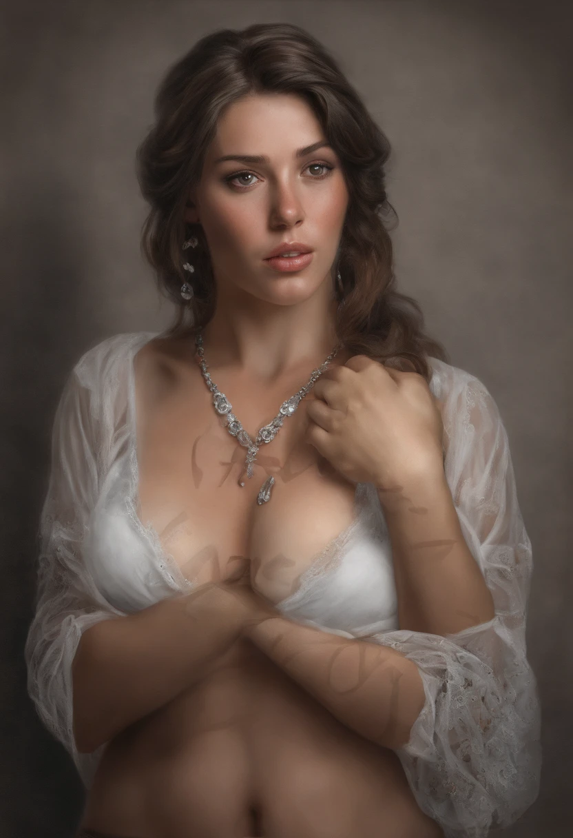 belle femme brune gros seins qui prend la pause et elle est habiller*