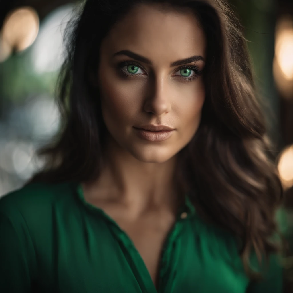 brunette green eyes