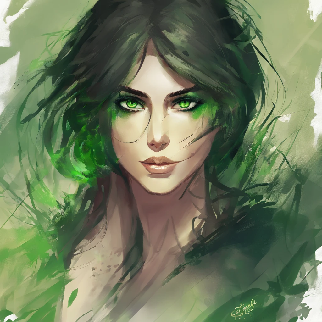 brunette green eyes