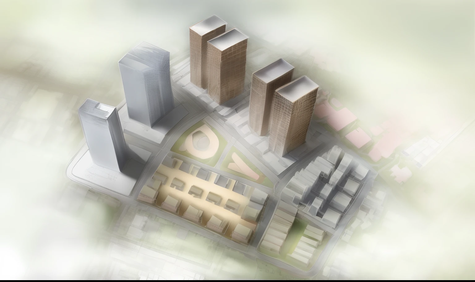 a drawing of a keyboard with a city in the background, digital model, concept image, architectural concept diagram, center model buildings, complex buildings, sketch - up, perspective view, mixed development, urban planning, concept model, isometric perspective view, housing architecture, concept drawing, barycentric subdivision, architectural plan, subdivision, concept illustration, conceptual