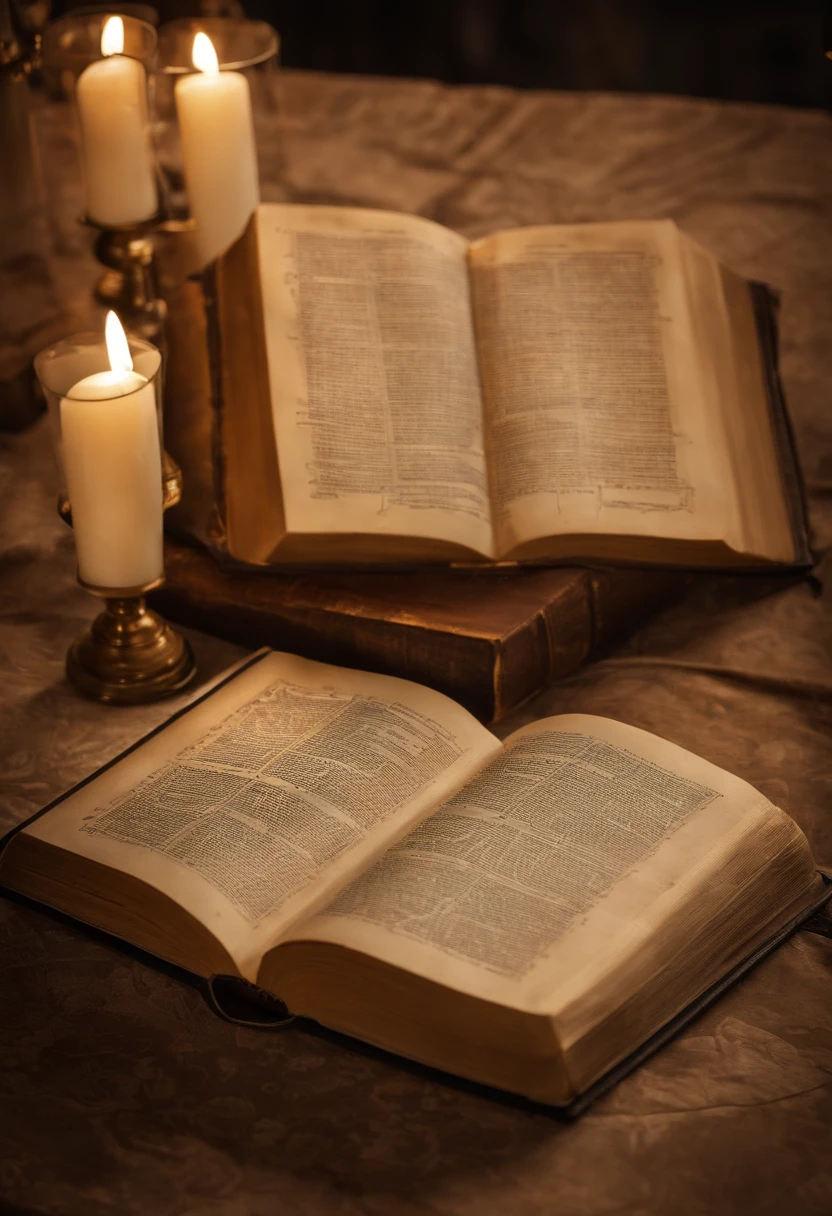 "Por favor, create a high-definition image of the Holy Bible that captures the reverence and spiritual significance of this holy book. The image should convey the historical and religious importance of the Bible, apresentando-a de forma digna e respeitosa. Use soft lighting to highlight cover and page details, enfatizando sua textura e envelhecimento, if applicable. Position the Bible in an environment that evokes a sacred environment, como uma prateleira de madeira em uma biblioteca antiga ou um altar iluminado. As cores devem ser sutis e a tipografia, Apresente-se, deve ser elegante e discreta. The image should inspire a sense of reverence and spiritual connection to the words and teachings contained in the Holy Bible."