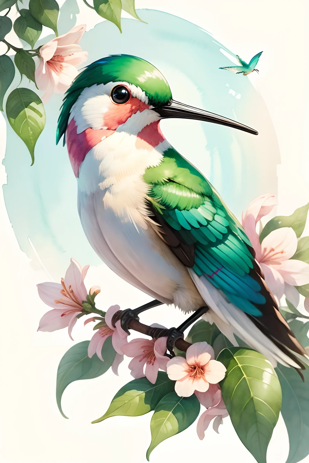 watercolor HummingBird white backgroun