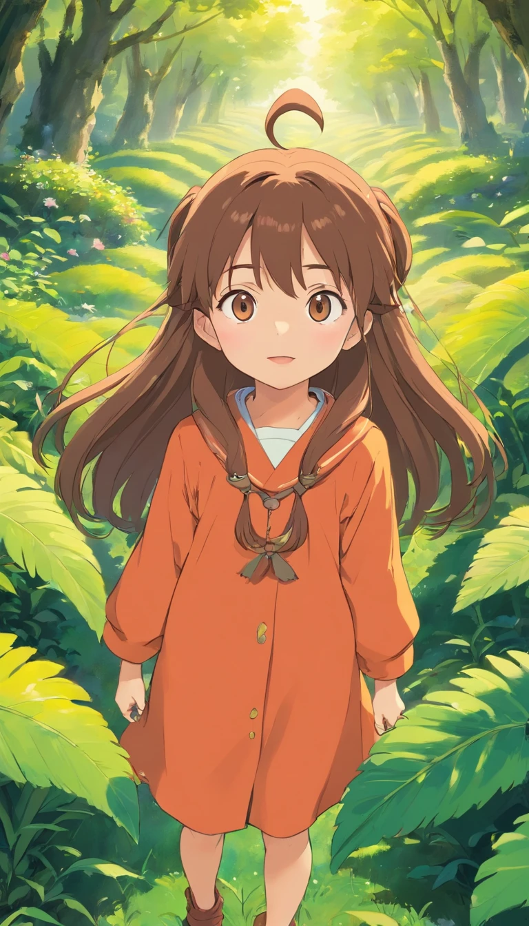 Funny, comical, girl, 5 years er, farm background, (Playful), toys,illustration, A high resolution, Vibrant colors, Soft lighting, Random actions,Wear randomly,Random angles,(Exquisitehands:1.5)(Perfect body proportion:1.5)(More refined anime eyes:1.5)long hair,random hair style