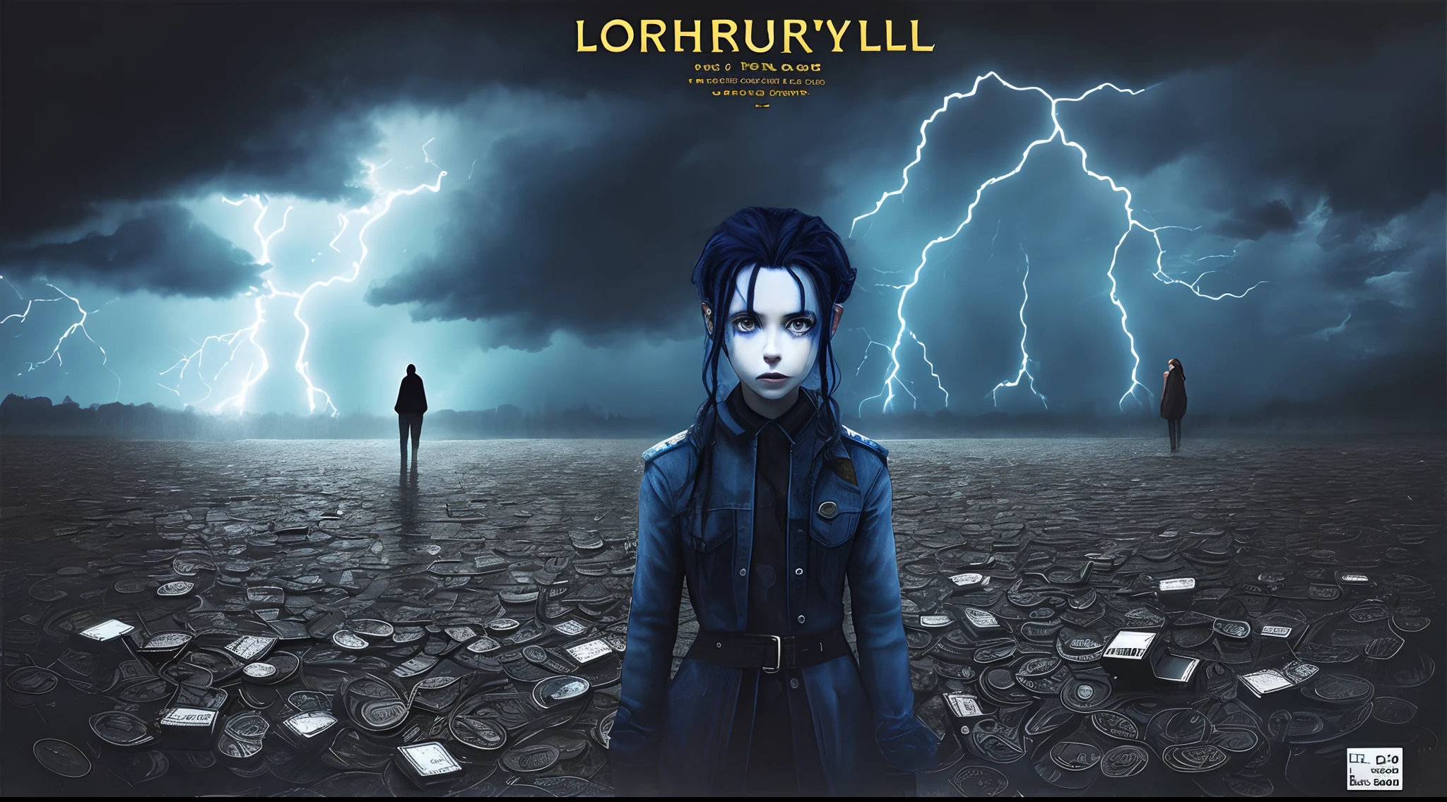 A cd cover named labyrinth, that shows a confusing mind of a girl struggling with her fears of judging, that are caused by his own thoughts, her family and also the corrupted society, drowned in drugs, depression and money. The atmosphere of the image is dark, blue and with great thunderstorm