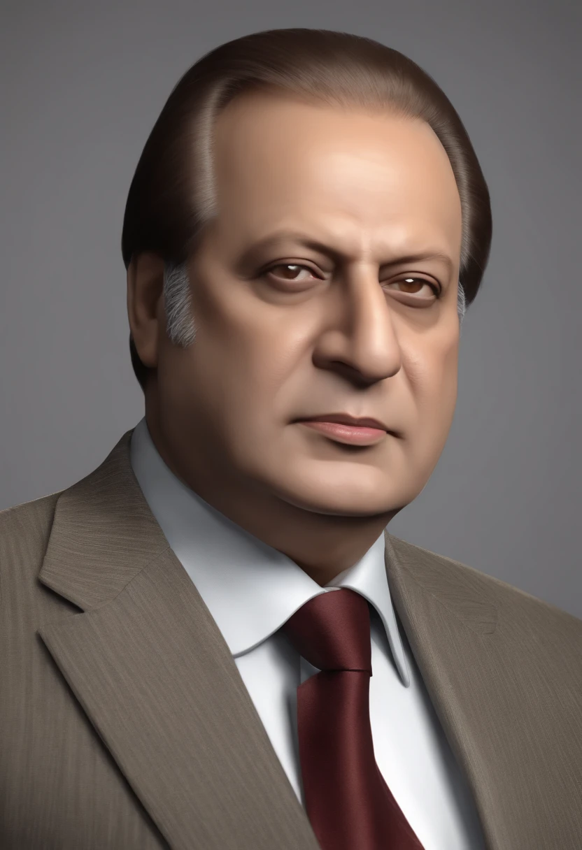 (best quality,4k,8k,highres,masterpiece:1.2),ultra-detailed,(realistic,photorealistic,photo-realistic:1.37),detailed eyes and face,portrait,professional,politician,Nawaz Sharif,pakistan,serious expression,gray hair,white beard,sharp features,formal attire,well-groomed,studio lighting,vivid colors,subtle shadows,medium brush strokes,soft background,calm environment