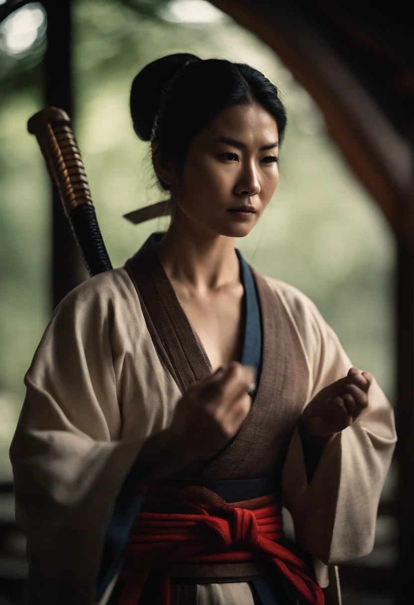 Samurai Swordsman　woman　In underwear　Full body sexy underwear　Full body sexy