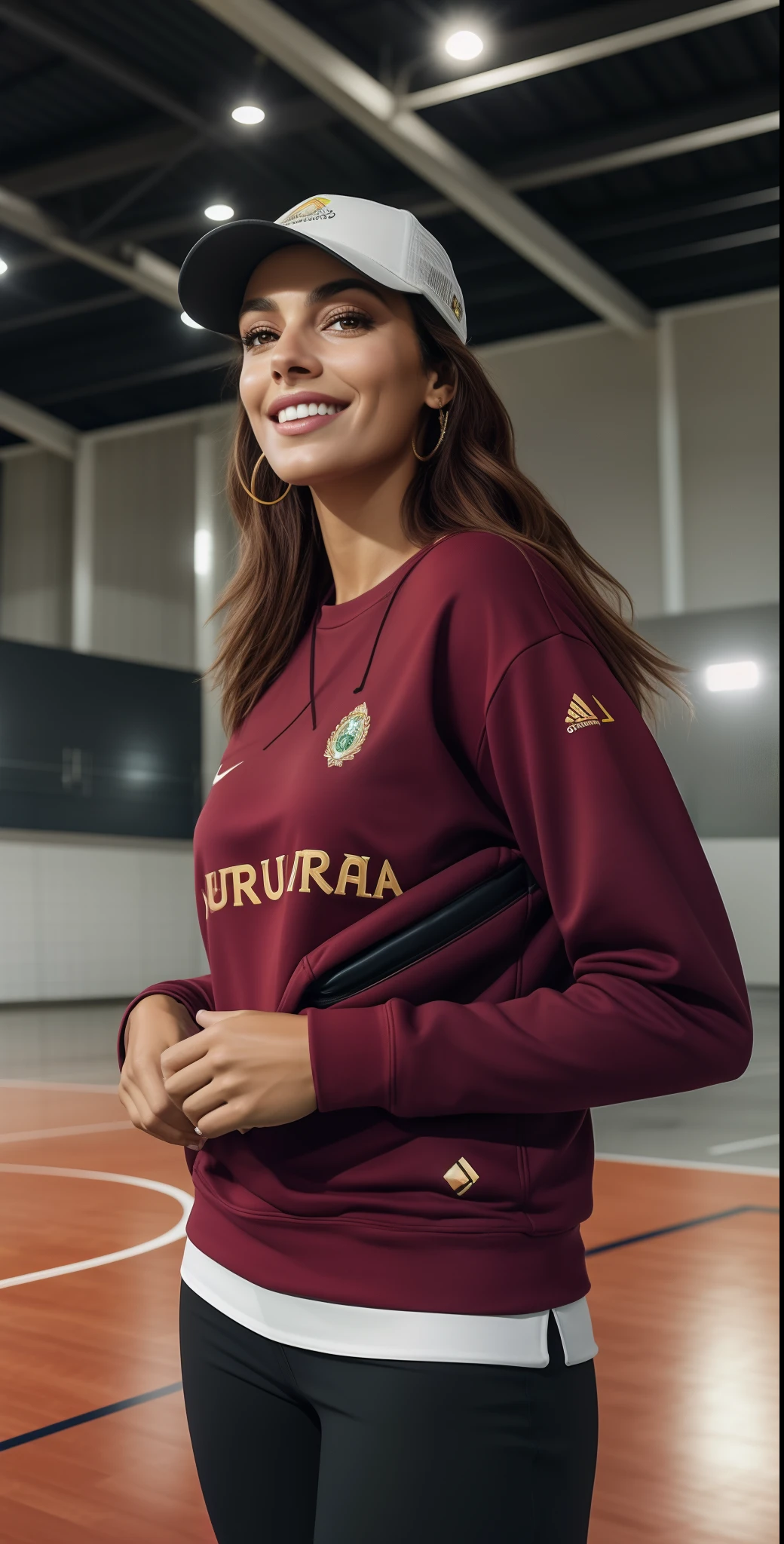 mulher linda, Supermodelo brasileira, brasileiro, na copa do mundo, fernanda suarez, Caroline Gariba, Ana de Armas, Colombiano, Malika Favre, linda senhora, julia sarda, 🇺🇦, Parece Fabiula Nascimento, Dua Lipa, Beautiful Mexican woman in brown sweatshirt and cap standing on a basketball court, Concedido, Motivacional, Trem com quilombola, a cores, o melhor de sempre, foto de retrato detalhada, foco em corpo inteiro, close up foto de retrato, arredores detalhados, F / 2 0, imagem detalhada, marrom, Tiroteio indoor, Retrato no meio da foto, essence, casual