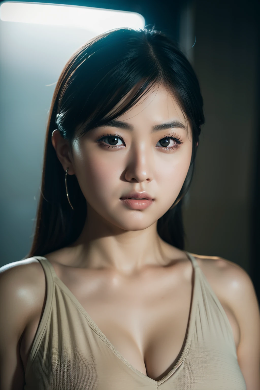 Beautiful chubby asian woman in Call of Duty style, close up photograph, Photos taken with a Canon EOS R5 DSLR camera, Cinematic lighting, Ultra photo realsisim, Intricate details, Her face is delicate