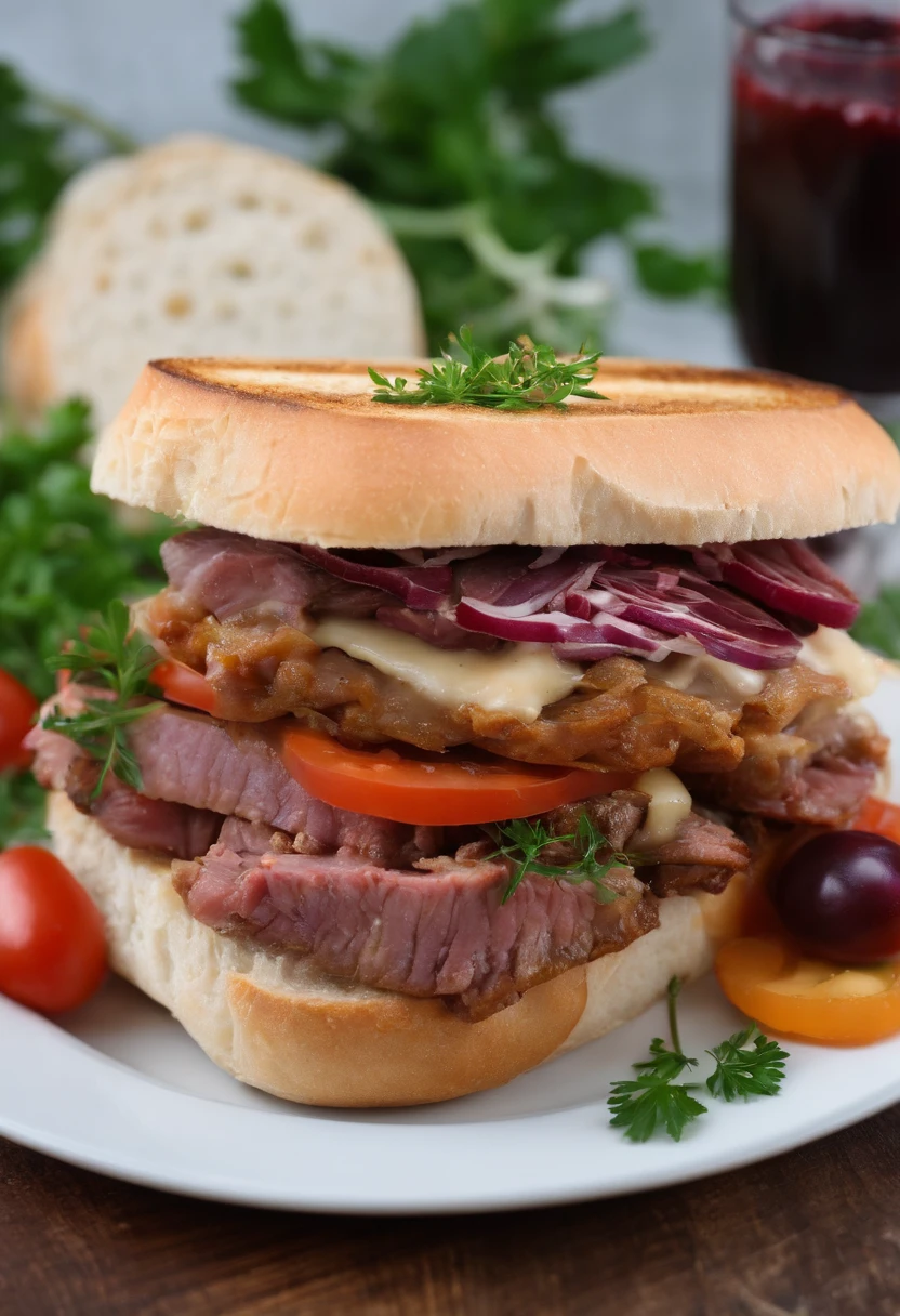 sandwich de carne en pan frances