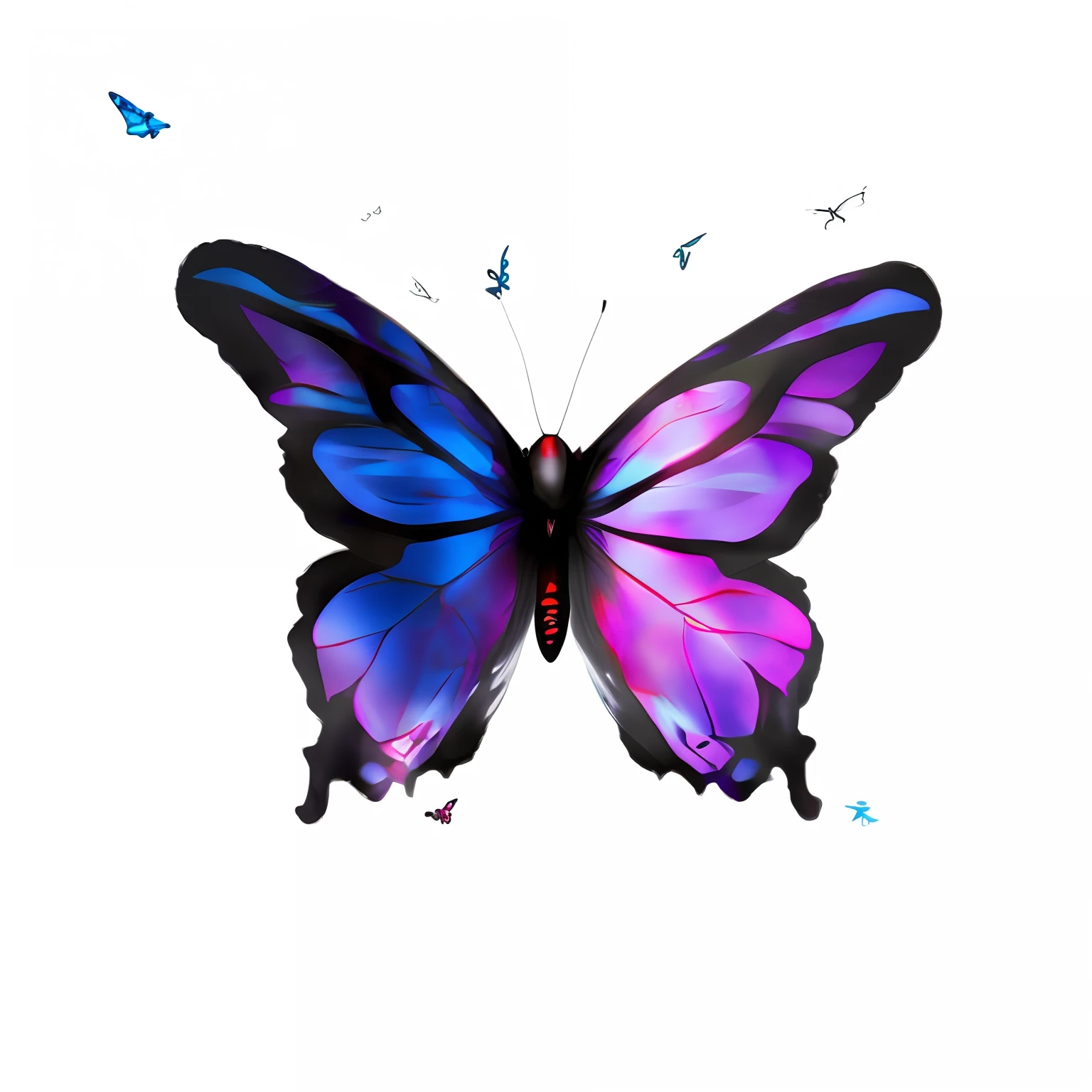Blood butterfly with black wings on white background, Butterfly, Butterflies, harmony of butterfly, butterfly lighting, symetrical wings, aesthetic cute with flutter, stained glass wings, with beautiful wings，butterflys，the detail，Impeccable，white backgrounid
