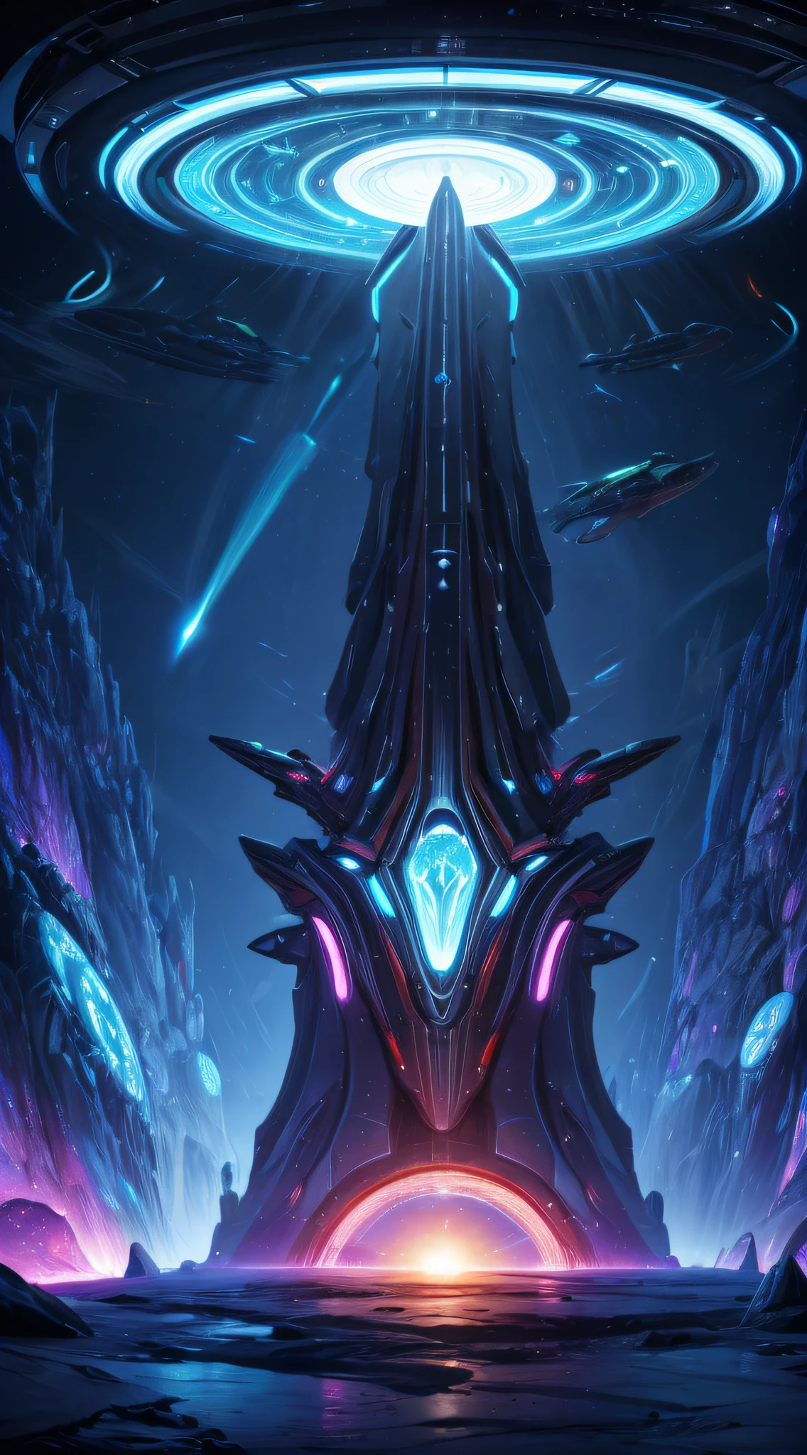 (best quality,4k,8k,highres,masterpiece:1.2),ultra-detailed,realistic,alien technology hidden in space,advanced futuristic gadgets,extraterrestrial elements,spaceships and spacecraft,holographic displays,neon lights,cosmic energy,otherworldly landscapes,interstellar travel,wonders of the universe,high-tech machinery,unknown dimensions,celestial bodies,nebulae and galaxies,unexplored planets,intergalactic civilizations,cosmic mysteries,unprecedented discoveries,scifi concept art,colorful astral phenomena,immersive virtual reality,cosmic exploration journey,secrets of the universe,outer space adventure,alien architectures,mind-bending technology,interplanetary communication,cosmic portals,alien hybrids,future technology integration,scientific breakthroughs,extraterrestrial life forms,unidentified flying objects (UFOs),breathtaking cosmic panoramas,stellar propulsion systems,futuristic space stations,unconventional alien weaponry,cosmic conspiracies,teleportation devices,supernatural encounters,endless possibilities.