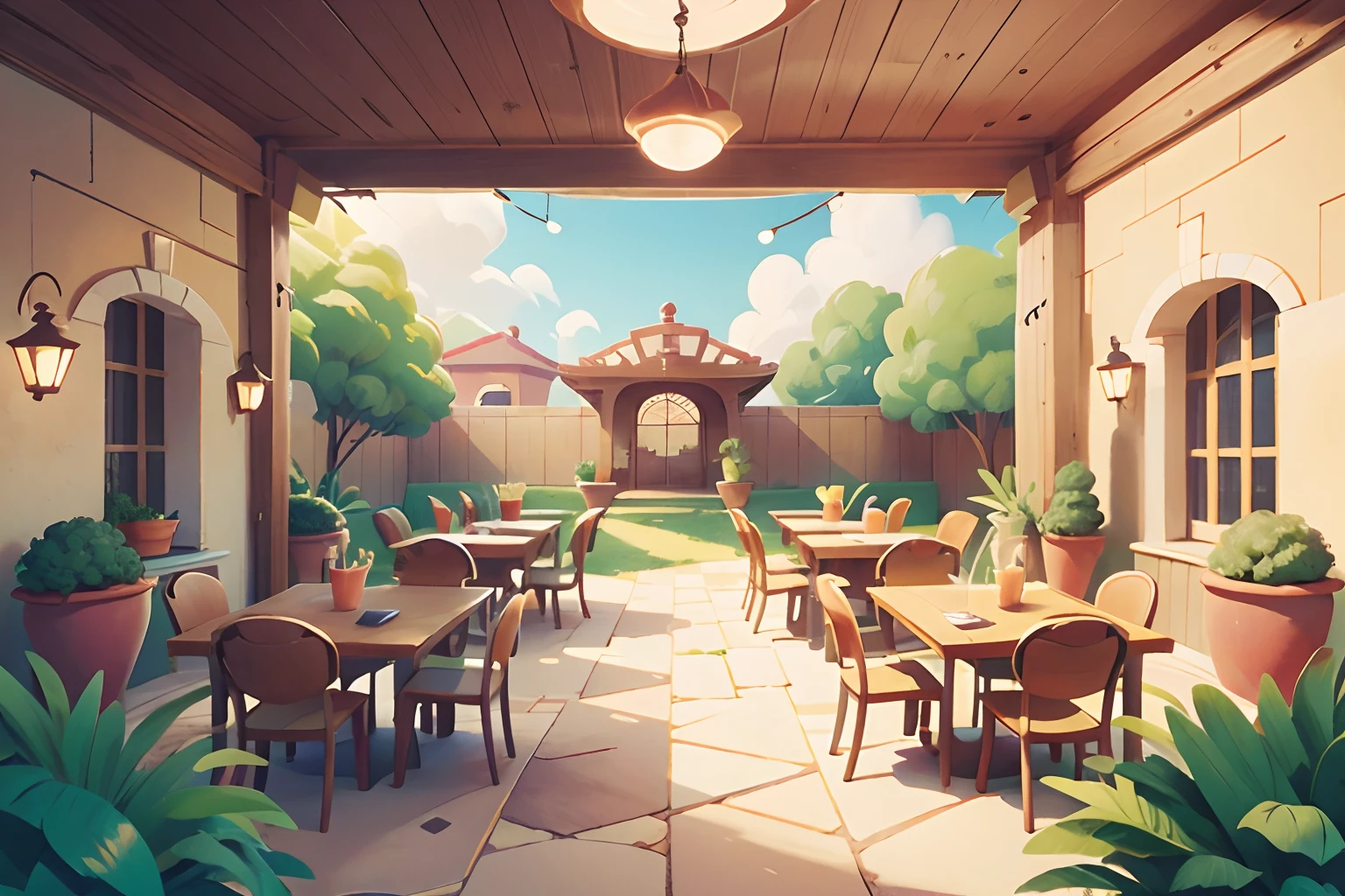 Patio School Background Stilo Cartoon Simple Classic Cartoon Style
