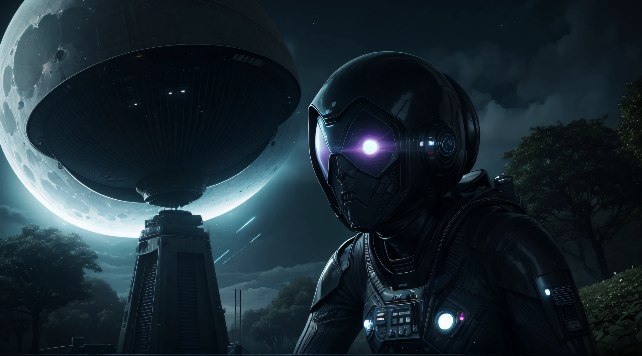 The prompt for generating the image is as follows:
"Government cover-ups of extraterrestrial contact,illustration,secret base,conspiracy theories,A girl in a garden,shocked expression,science fiction theme,ultra-detailed,highres,vivid colors,dark tones,highlighted lighting,men in black,surveillance equipment,alien spacecraft,moonlight,ominous atmosphere"