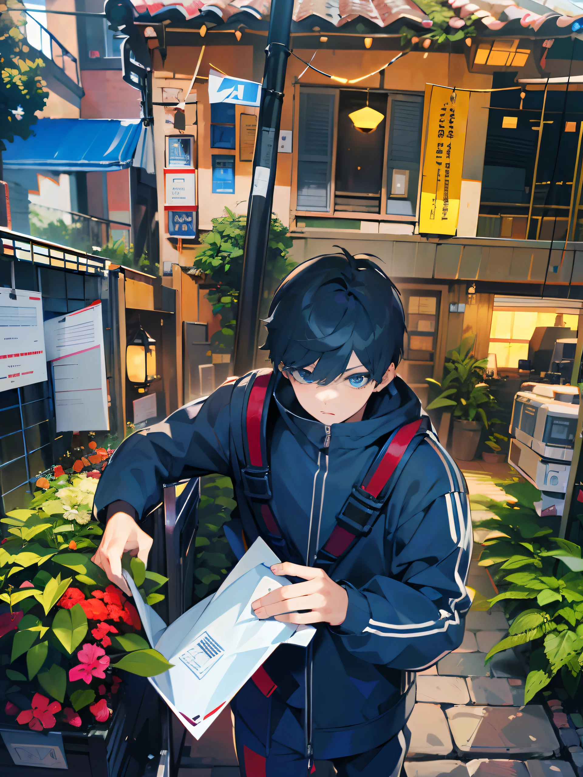 (absurdres, highres, ultra detailed, HDR), masterpiece, best quality, a boy, , solo, handsome, short hair,spiky hair, white hair, blue eye, finely eye and detailed face, real shadow, job is programmer , full body, home style muji, mood alone