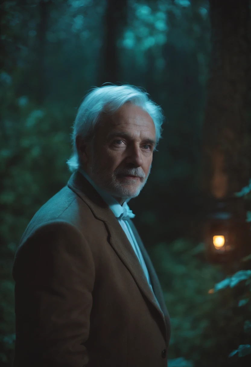 Albert Einsten fantasioso com efeito de luminosidade bioluminescente no fundo