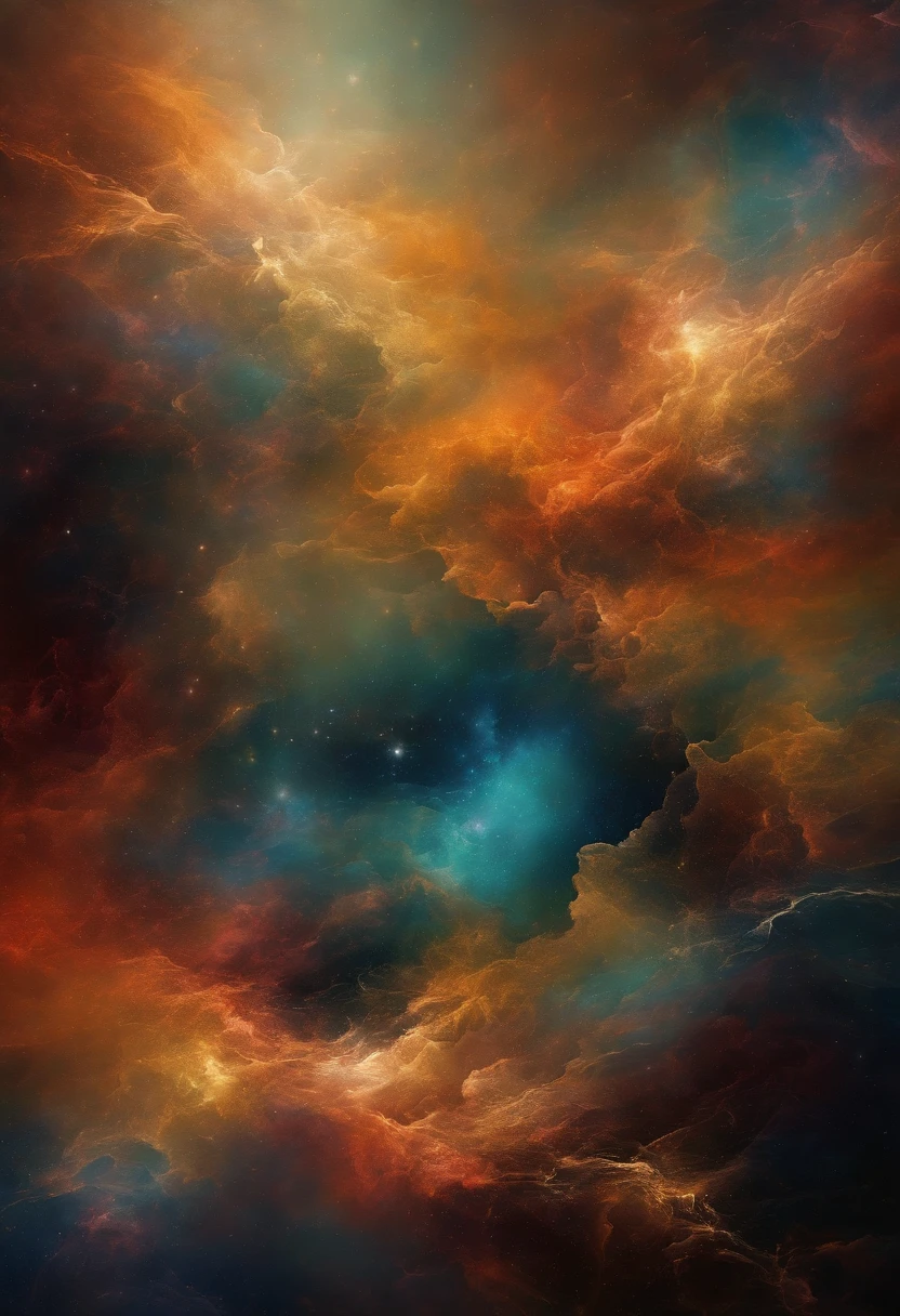 Create an abstract image of contemporary philosophical thoughts or reasons that refer to an unknown of life