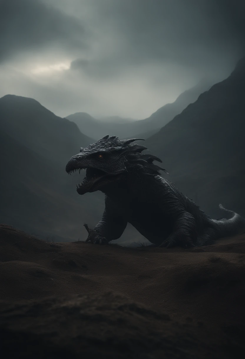 Illustrate a nightmare-inspired landscape filled with surreal, nightmarish creatures and distorted landscapes