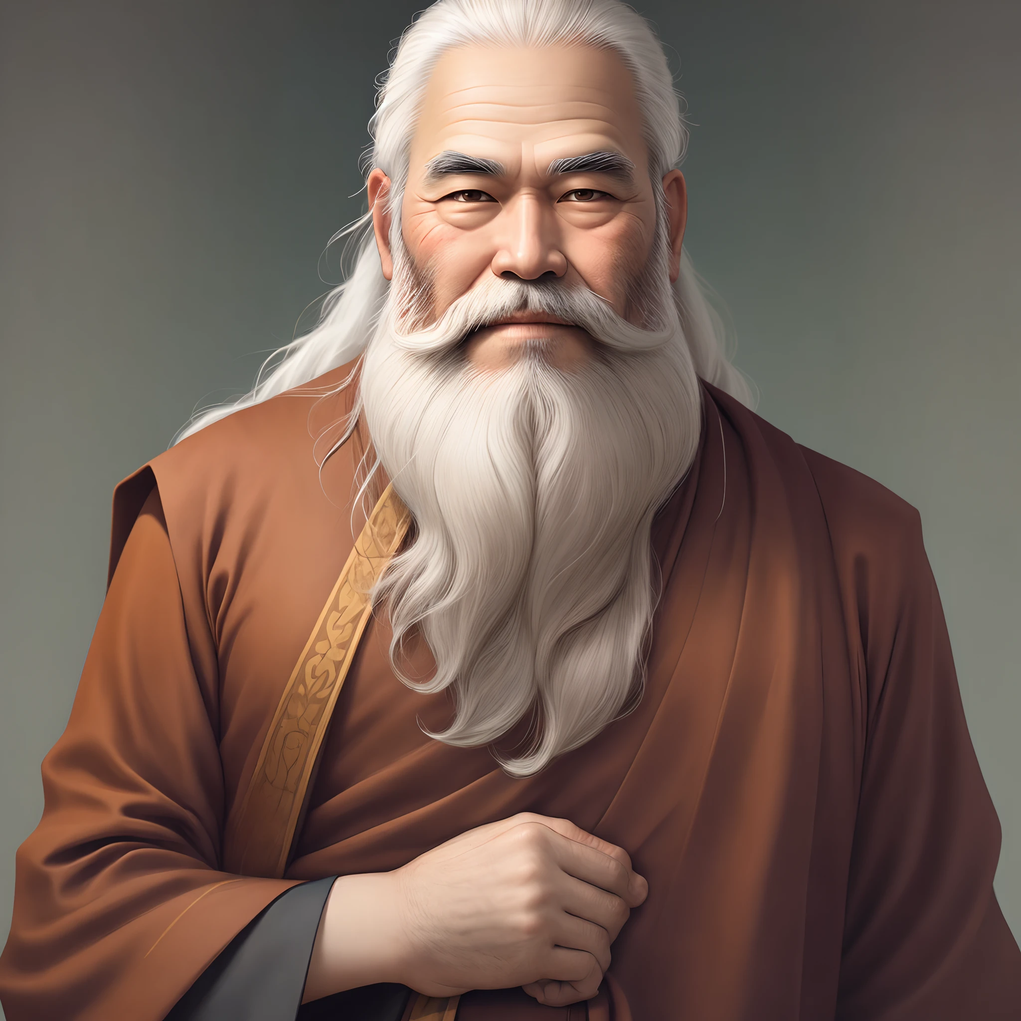 A monk with white beard and long hairs