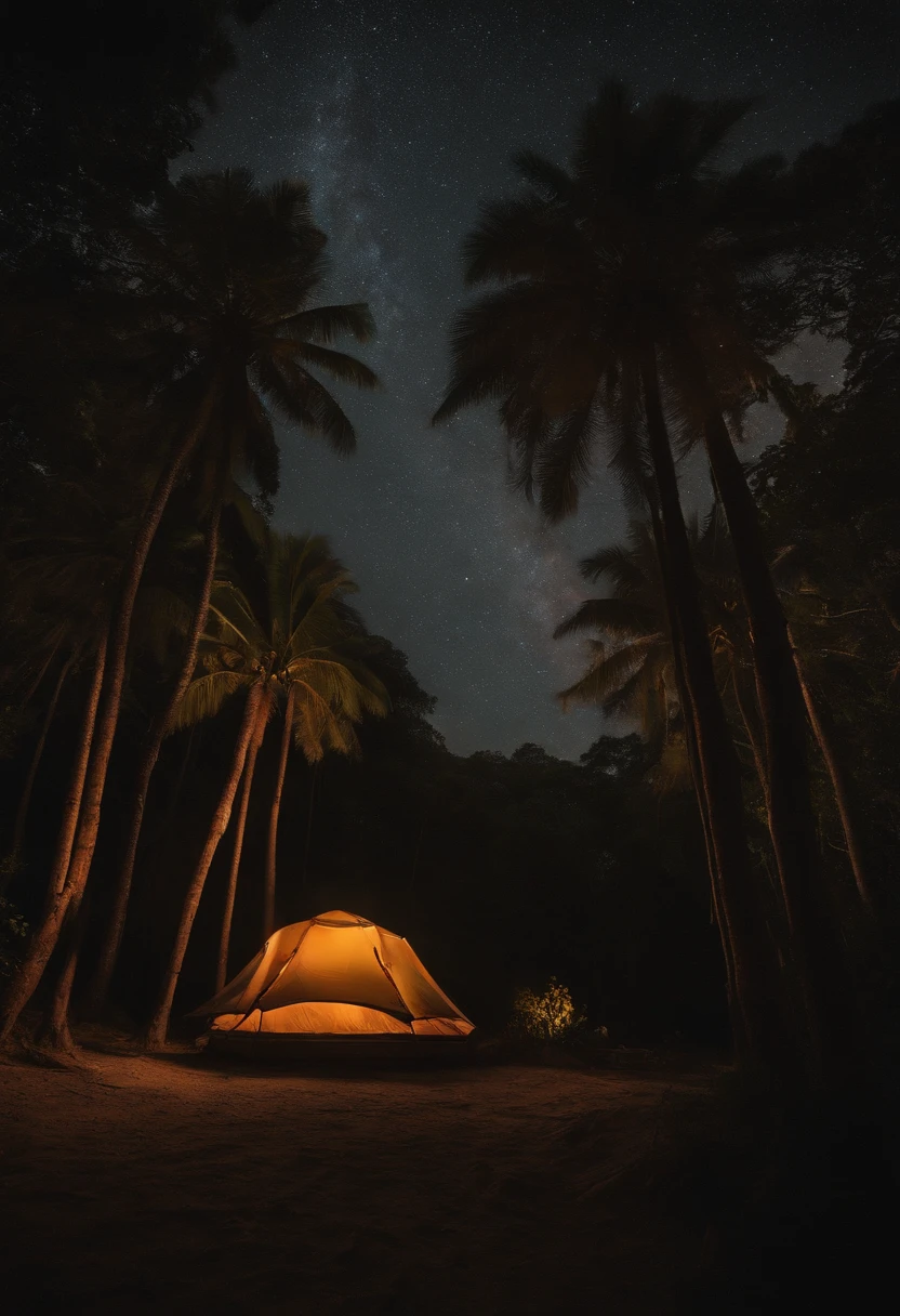 Illustrate an otherworldly dance floor under the stars at a 'Jungle Psytrance Rave' in the lush forests of the Dominican Republic