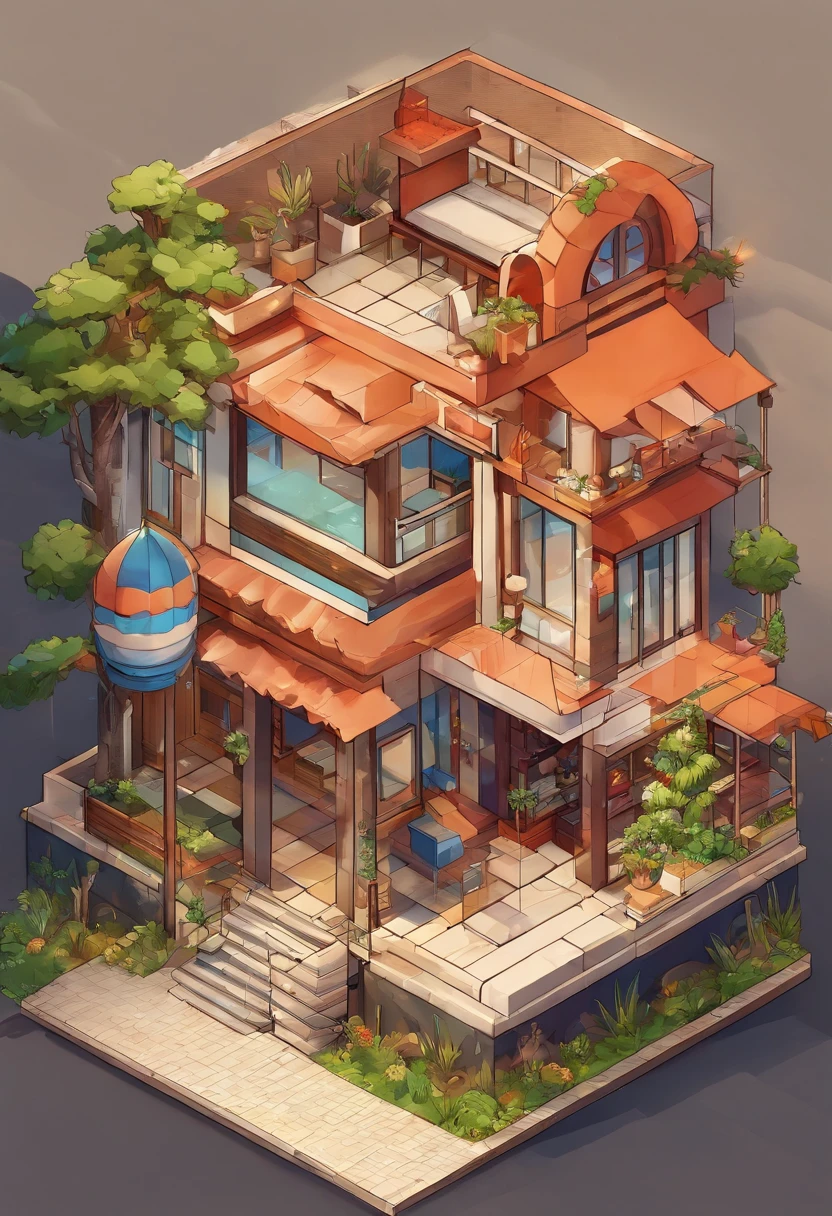 casa de estrutura hebraica, cores leves, 2D, estilo anime, antigo, cores coloridas, arte, manga, bonito, simples