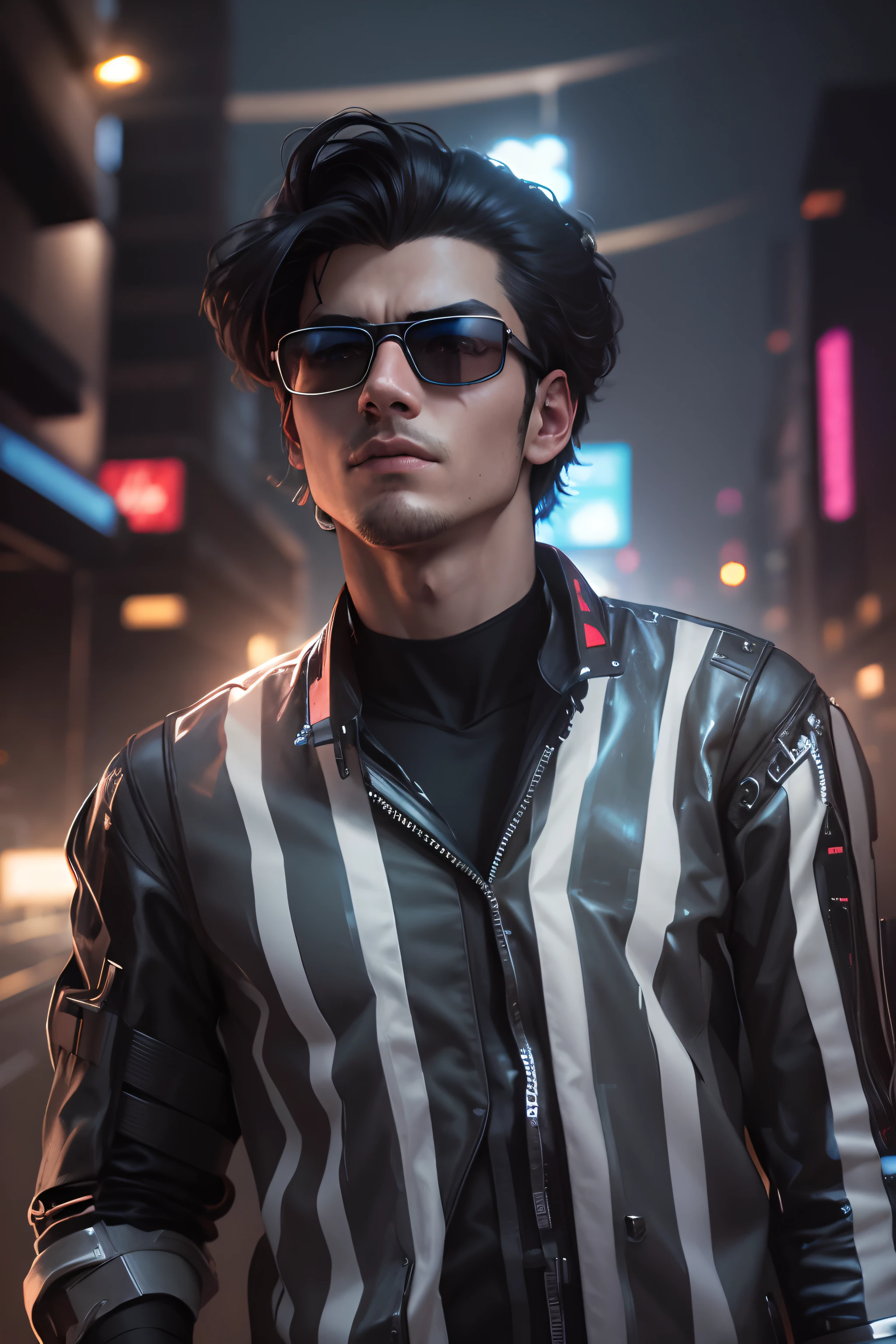 Change background cyberpunk handsome boy, realistic, face, 8k, ultra realistic,