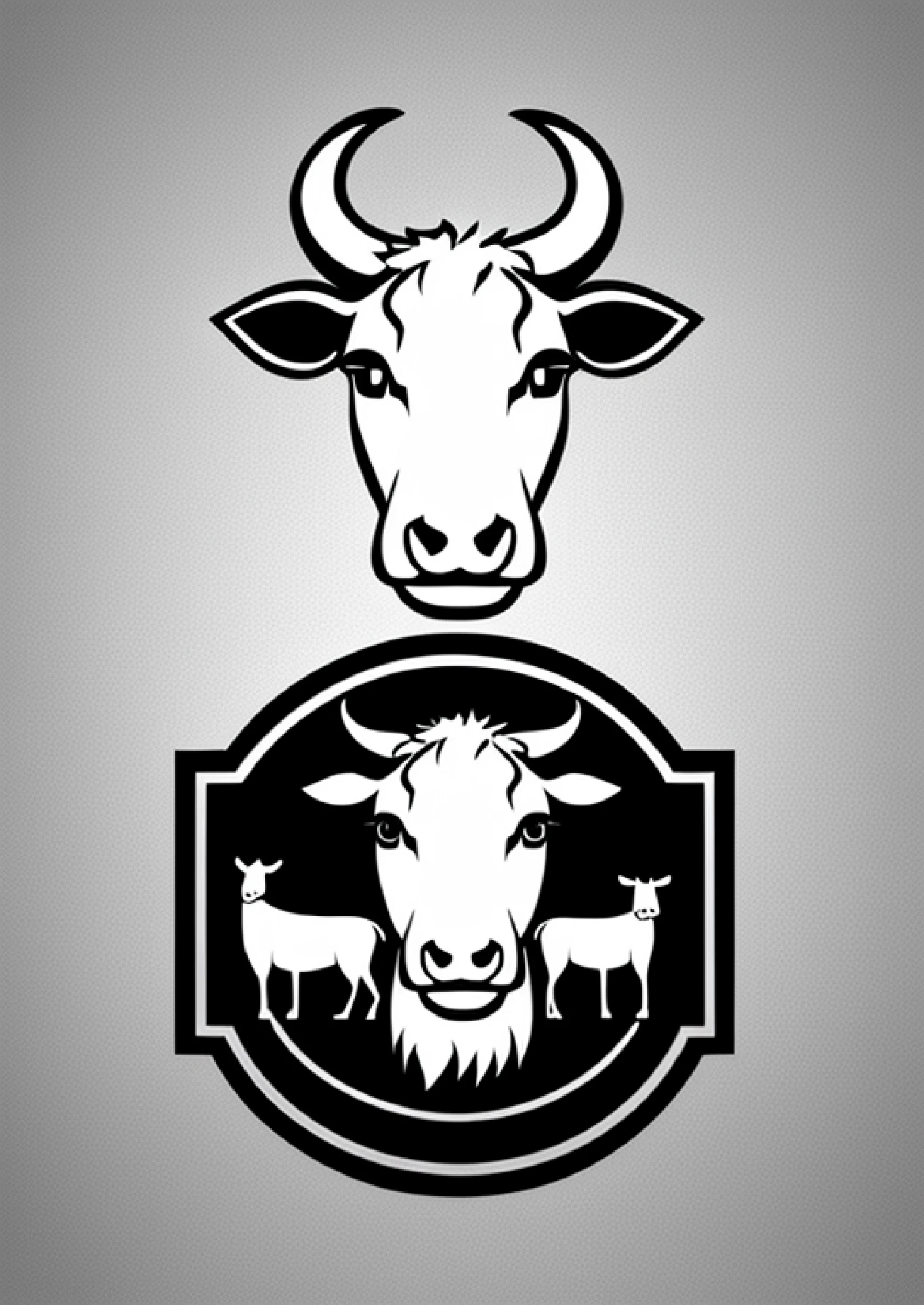 great modern creative cow and goat head logo vector symbol company icon design illustration with white background