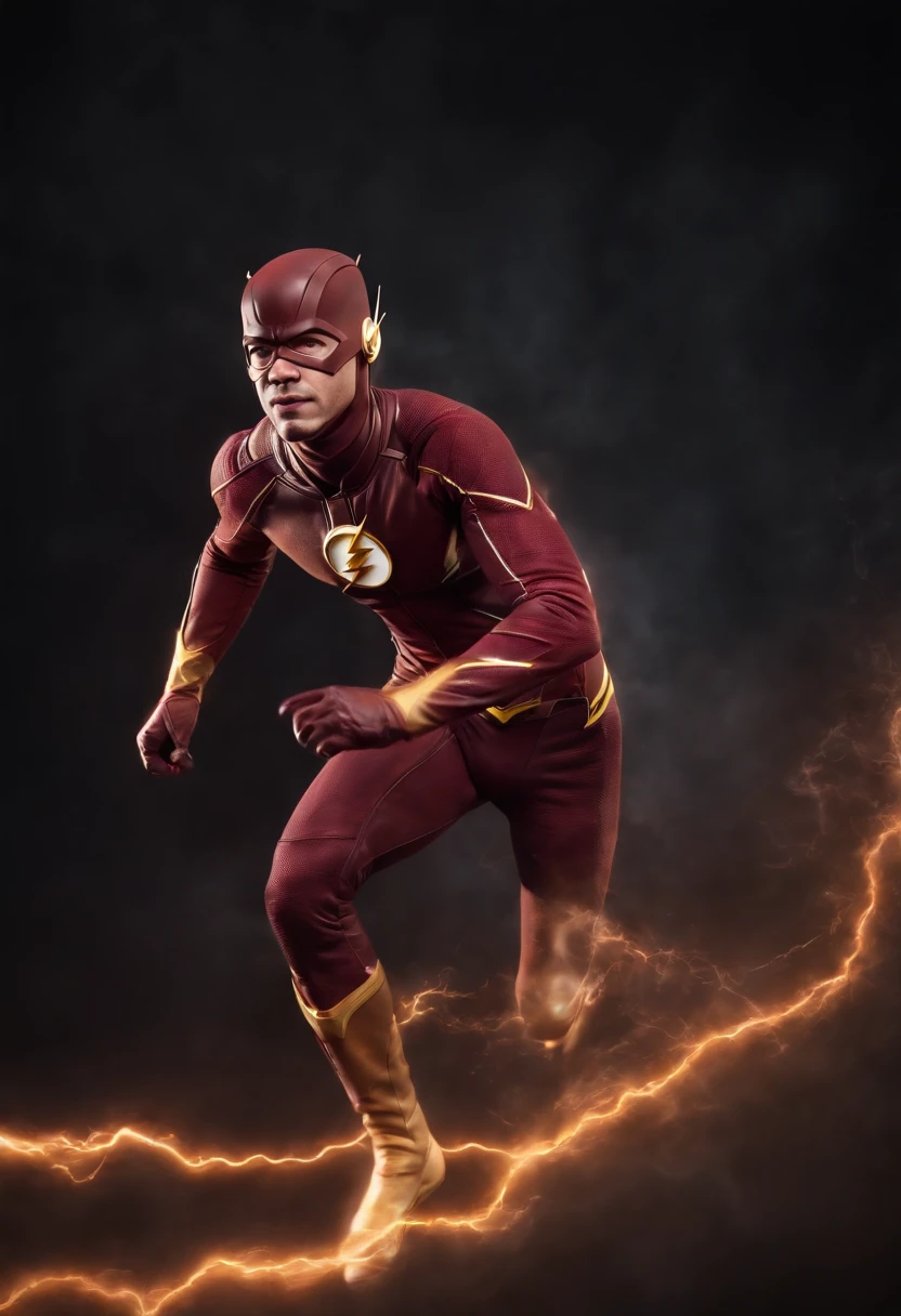 the flash running with red, orange and yellow lightning bioluminescent beside