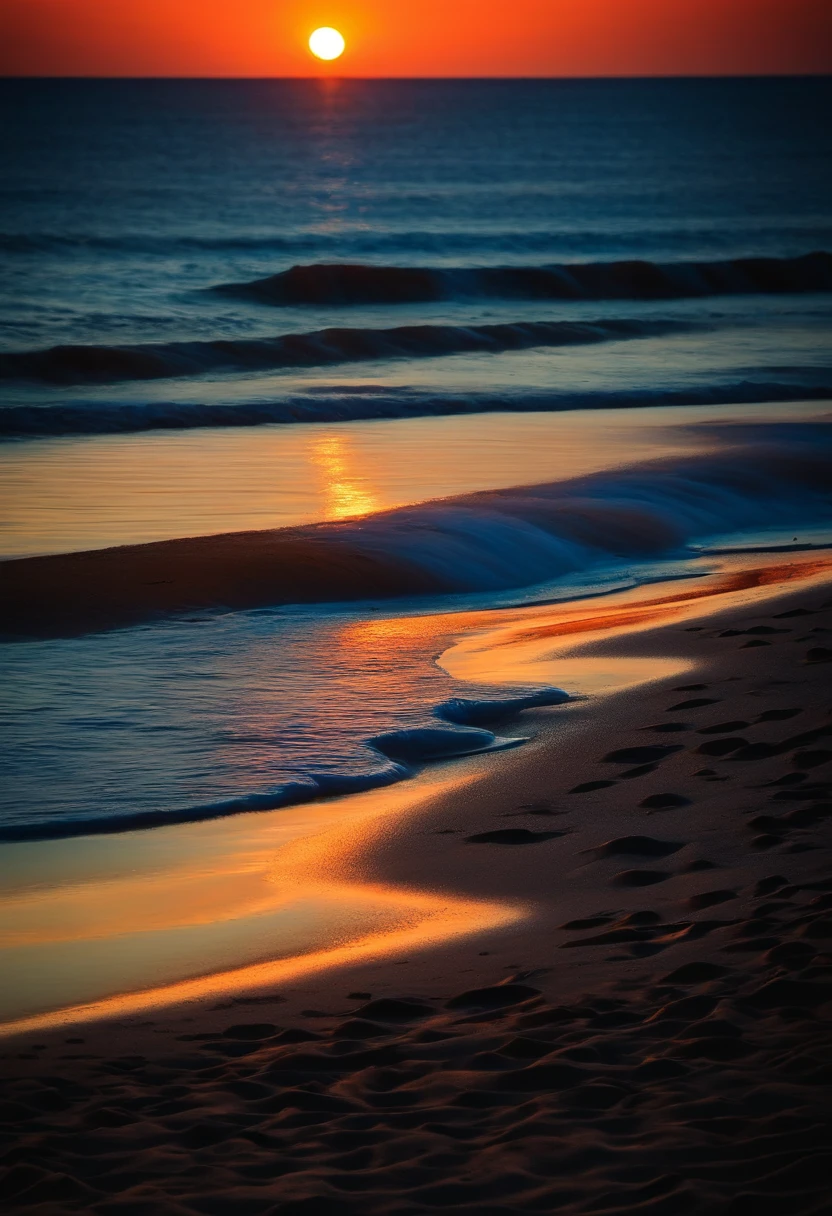 praia, onda e por do sol