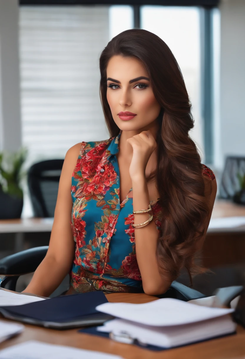 brunete girl in office