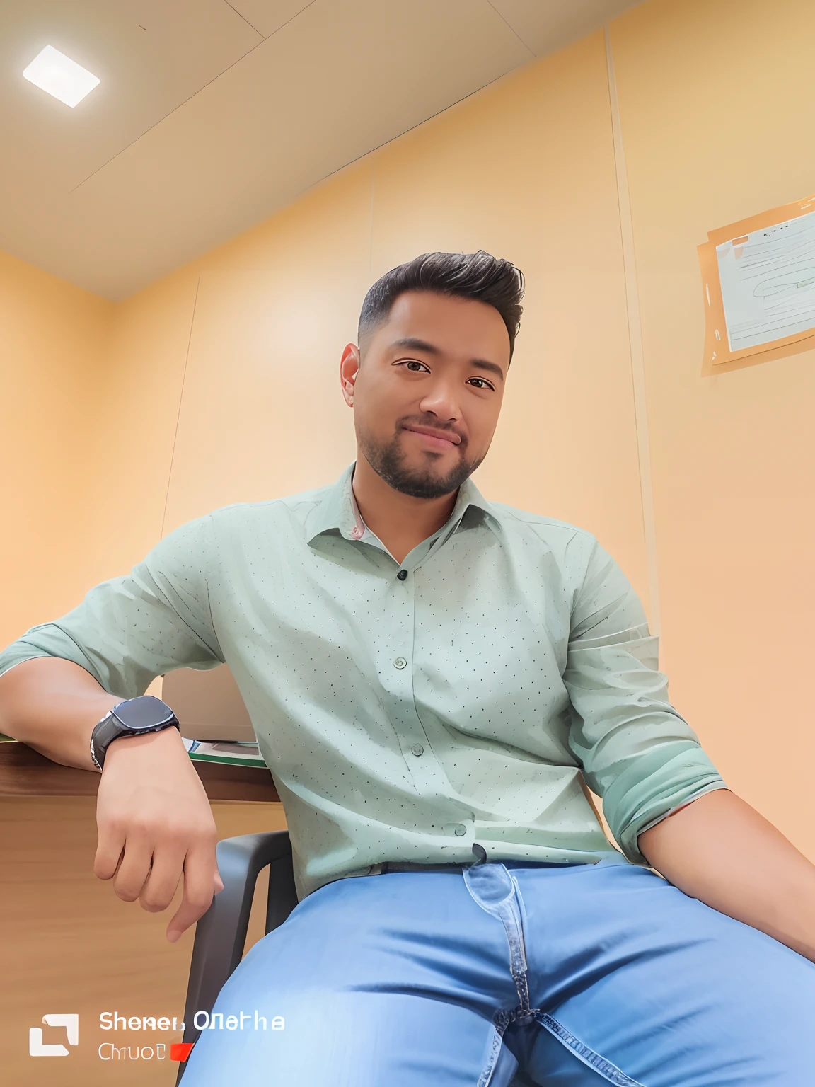 there is a man sitting at a desk with a cell phone, taken with sony alpha 9, candid picture, with accurate face, very very low quality picture, shot on nikon z9, taken with sony a7r camera, taken with the best dlsr camera, professional profile picture, shot on canon eos r5, shot on canon eos r 5