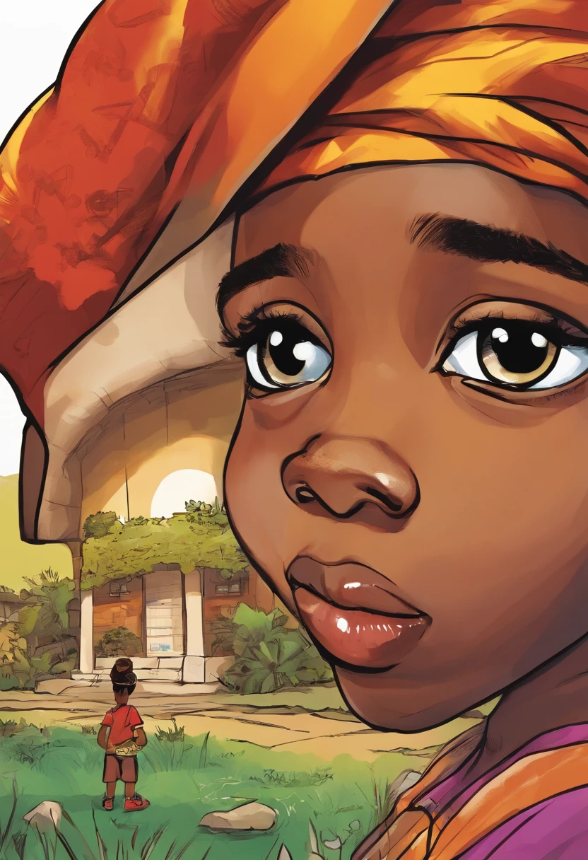 The face of a -year blacale child, Emph seriousness in the child's gaze.