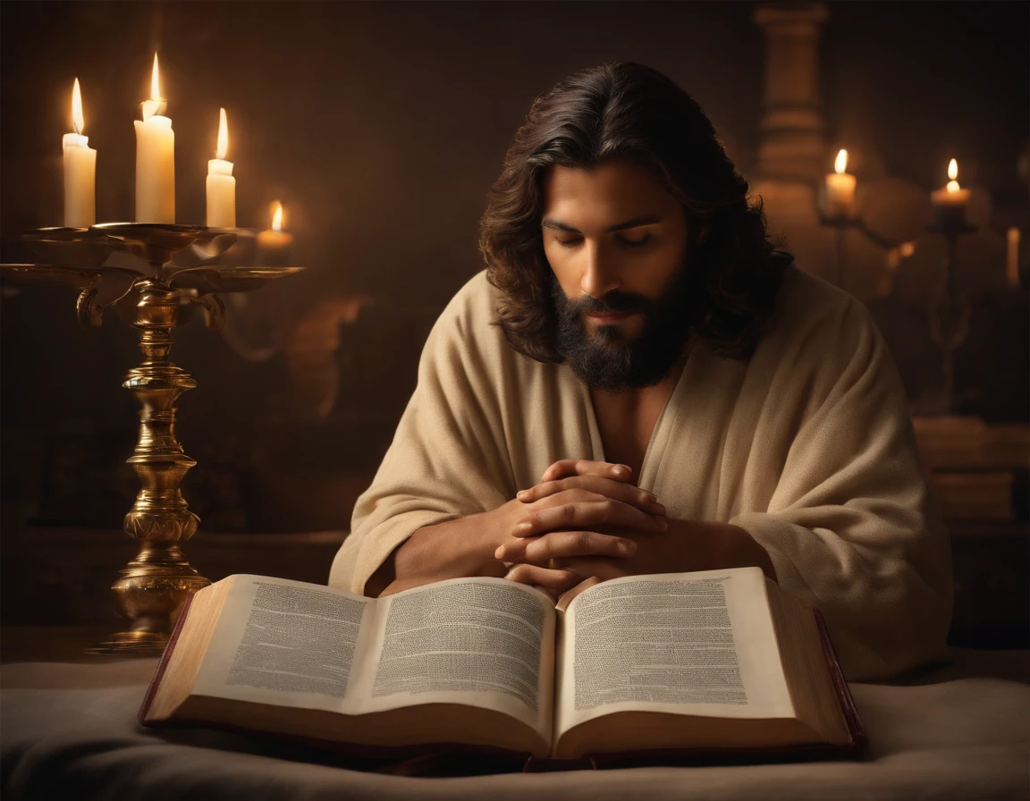 Jesus Cristo Lendo a Biblia sagrada