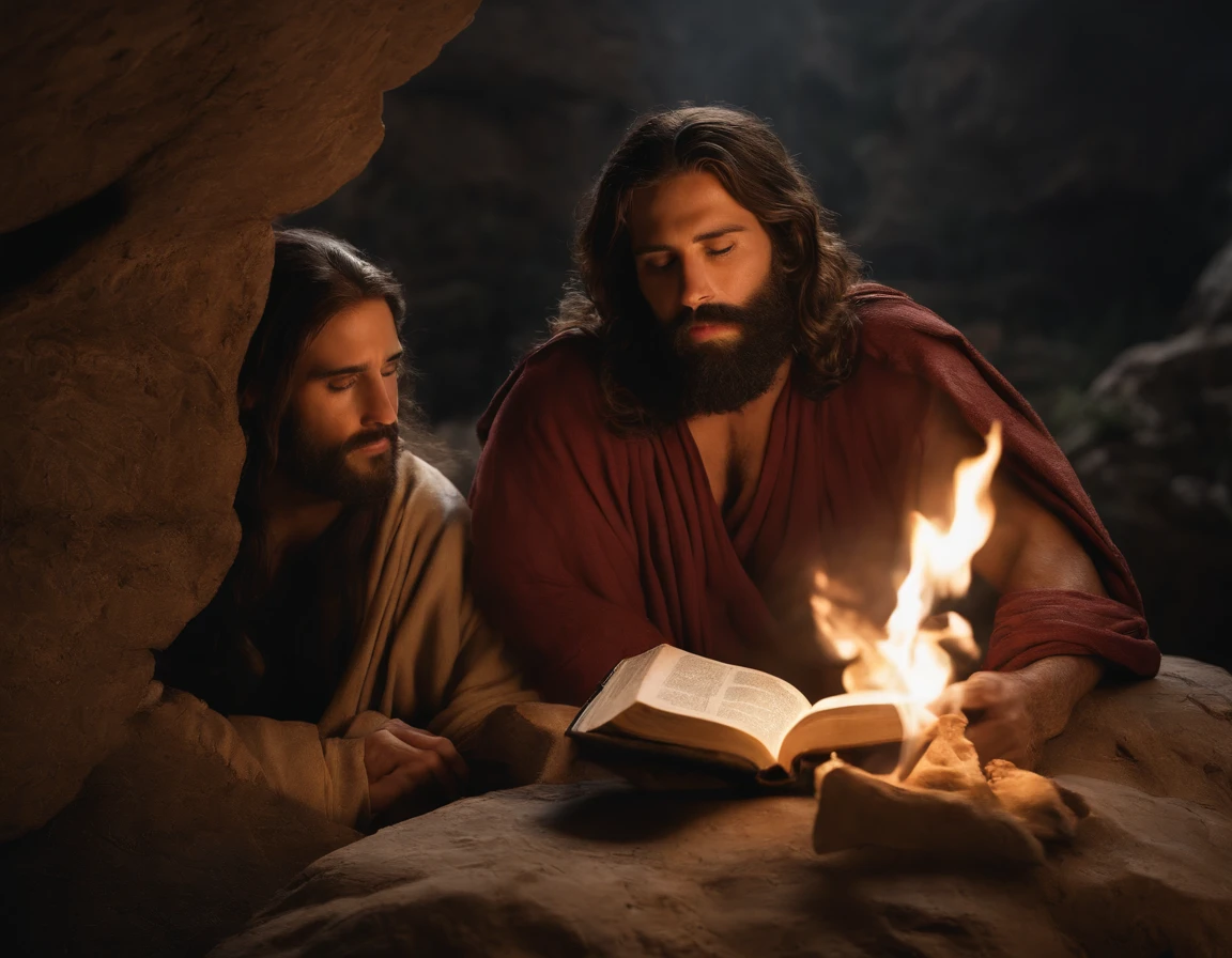 An ultra-realistic image, in 8k, in which the Bible teaches us that Jesus and God are a real force that exists in the world. He is powerful and must be loved. The Bible also teaches us that God is more powerful than the devil and that, through faith in Christ, we are protected from his snares.
