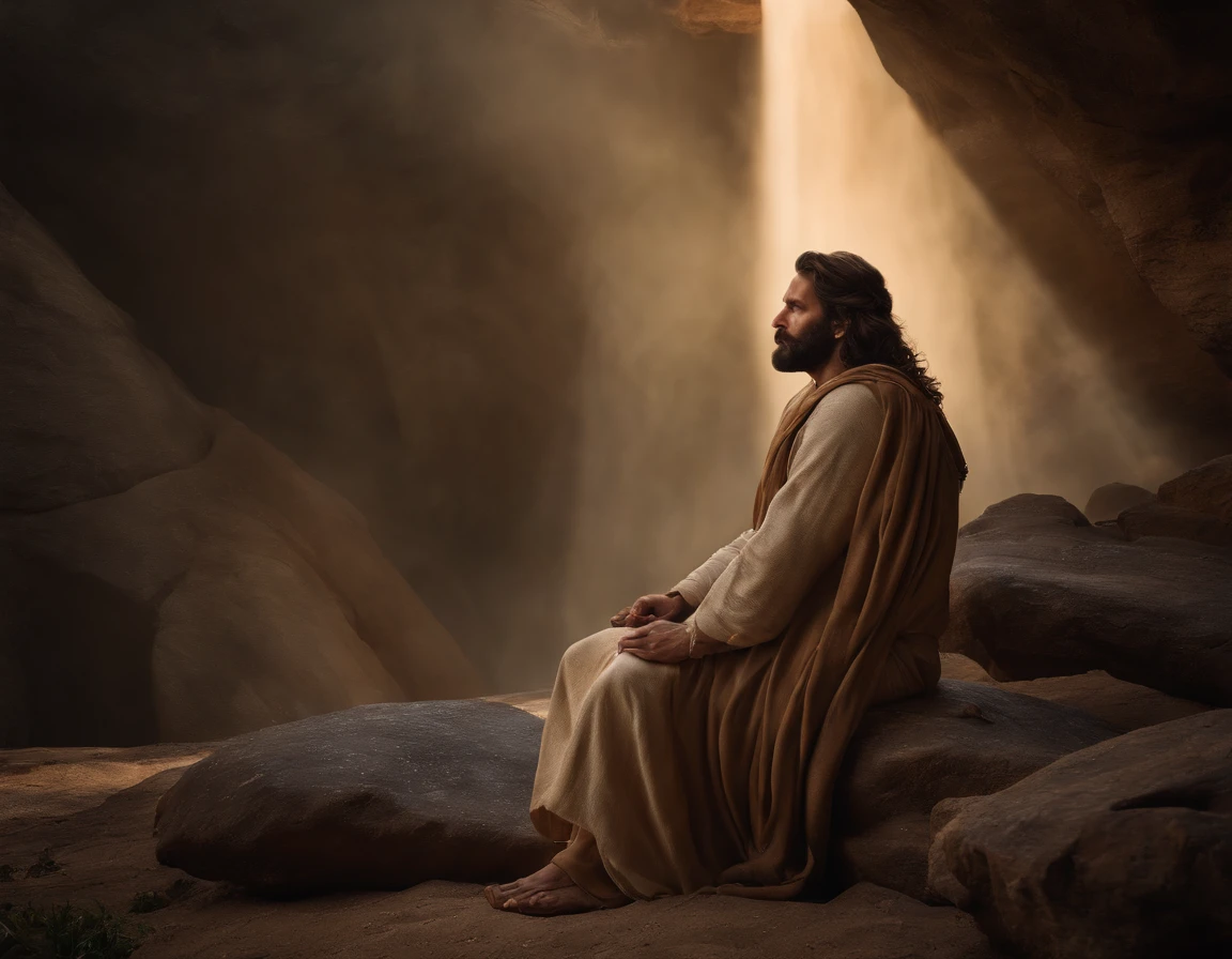 An ultra-realistic image, in 8k, in which the Bible teaches us that Jesus and God are a real force that exists in the world. He is powerful and must be loved. The Bible also teaches us that God is more powerful than the devil and that, through faith in Christ, we are protected from his snares.