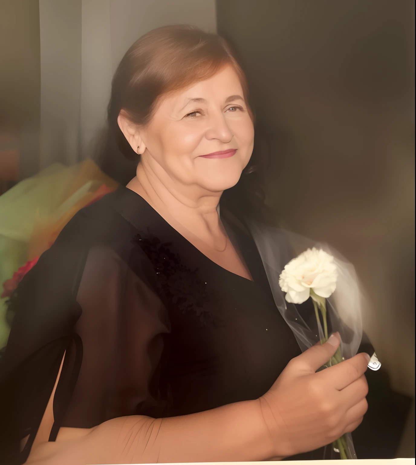 There's a woman holding a bouquet of flowers in her hand, Madalena Radziej, Magda Torres Gurza, Dolores Abernathy, Maria Panfilova, Alexandra Waliszewska, Magalie Villeneuve, Foto de uma mulher, taken in the early 2020s, Fotografia tirada em 2 0 2 0