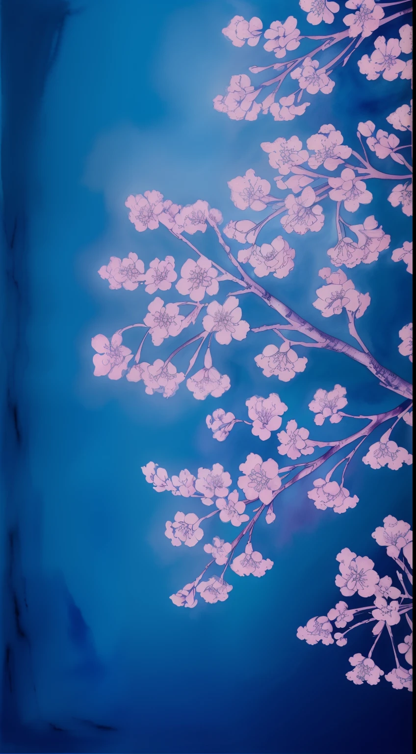(best quality,4k,8k,highres,masterpiece:1.2),ultra-detailed,(realistic,photorealistic,photo-realistic:1.37), dark background, painting in ink and watercolor, plum blossom pattern, drawing of blue and white lines, reasonable design, clear lines, linear, monochromatic colors.