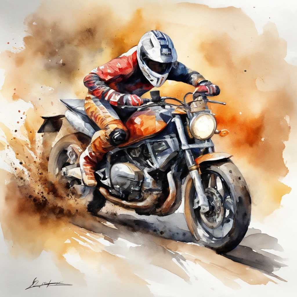 Action shot of motorcycle racer, Racing motorcycles, synthetic wave, tshirt vector, Gather in a circle, Sunset, contours, White background, illustration