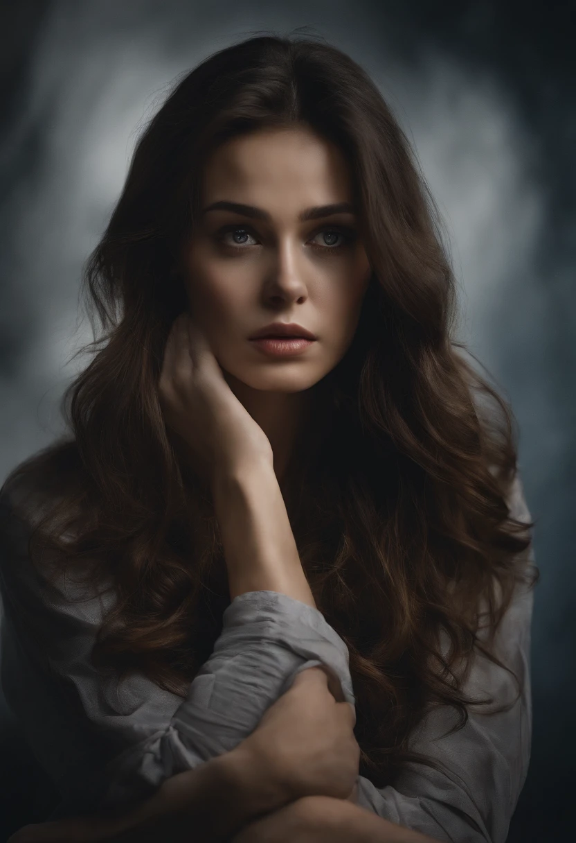 (best quality,highres,masterpiece:1.2),ultra-detailed,emotional,anxiety representation,figure,worried and restless expression,deeply concerned eyes,uneasy posture,stressful atmosphere,subtle trembling,hands covering face,overthinking and overanalyzing thoughts,dark shadows,dramatic lighting,delicate brushstrokes,monochrome color palette,deep emotional connection,mental health awareness,abstract interpretation,complex emotions,symbolic representation,inner turmoil,distorted reality,thought-provoking,message of empathy and understanding