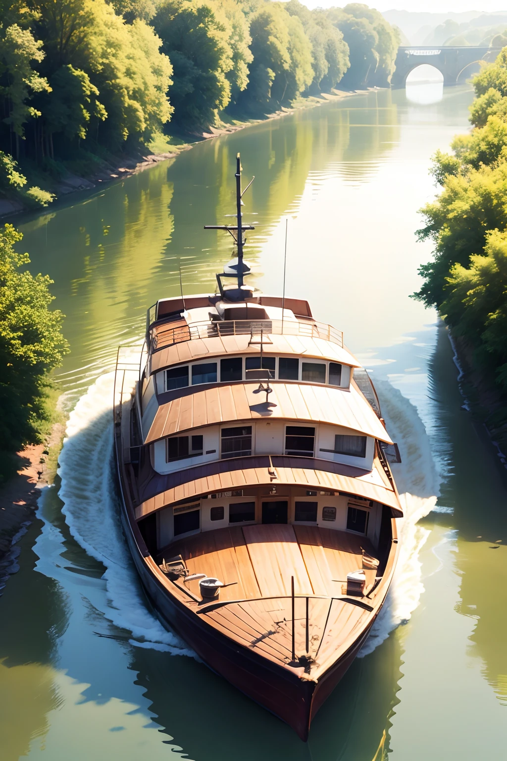 River Boat Morning Sunny