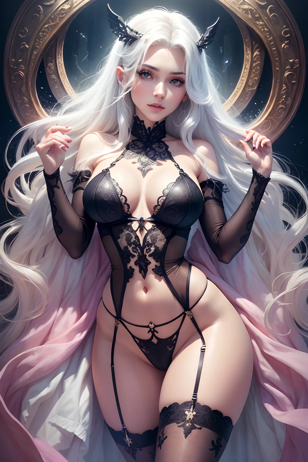 MILF,Illyasviel von Einzbern,beautiful detailed eyes,beautiful detailed lips,long eyelashes,full body, long legs, legs open, sheer sexy lingerie, best quality, high-res, vivid colors, studio lighting, fantasy, seductive, surreal, dreamy, soft lighting, ethereal, magical, vibrant, intense, alluring, enchanting, captivating, romantic, mystical, seductive, elegant, graceful, mysterious, captivating, captivating