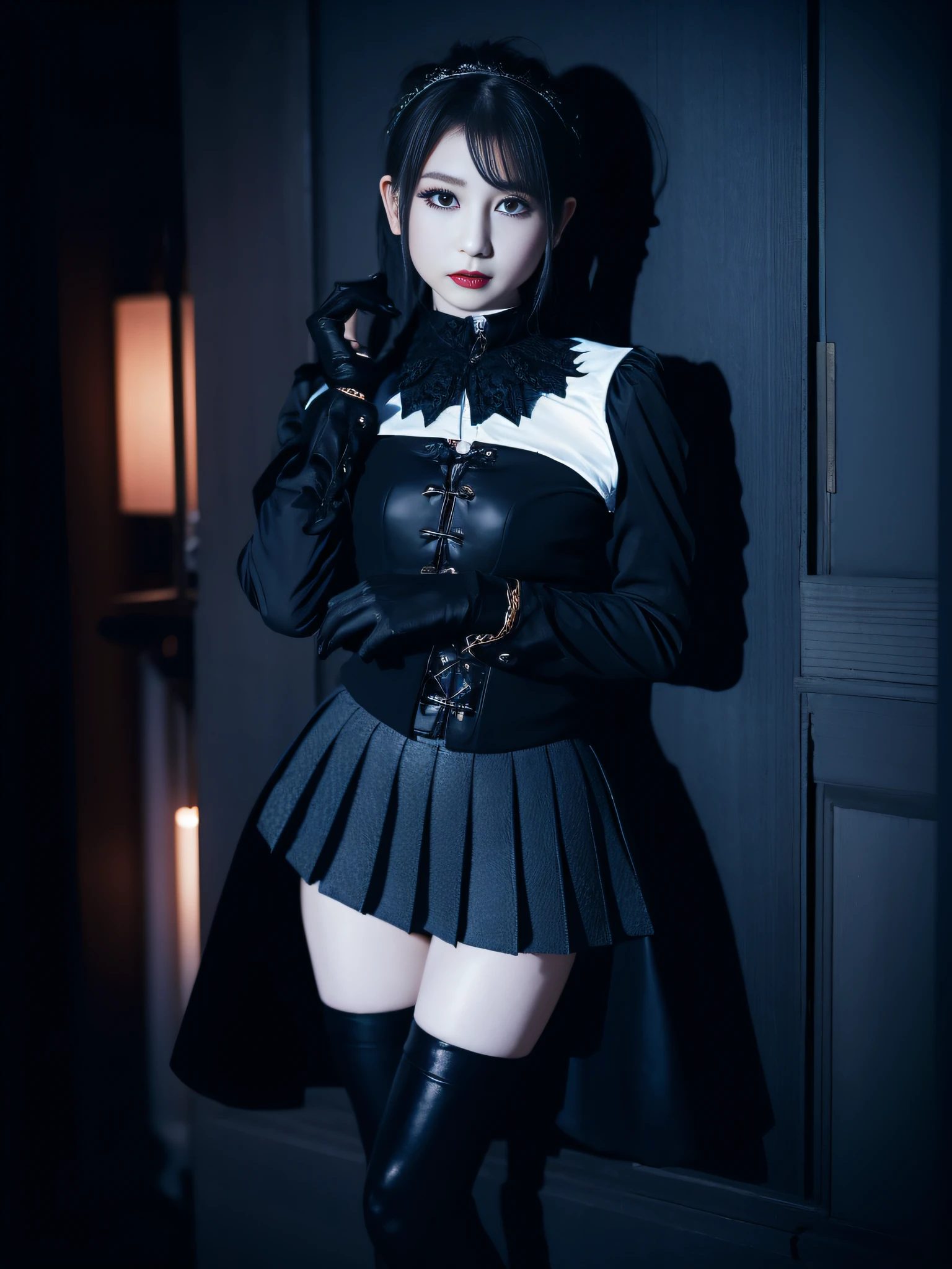 Charming beauties、Evil Female Executive、Night city、Move ki、The Darkness、seductiv、brainwash、Brainwashing device、Evil Fall、wicked、darkness、Black eyeshadow、black pantyhose、Black stockings、Evil Bride、White blouse、Black pleated skirt、Dark