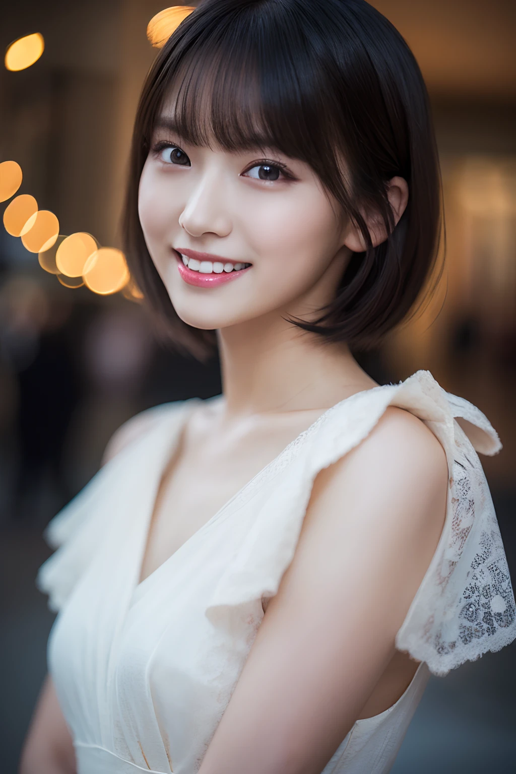 1girl in, (Dress up in fashionable trendy fashion:1.2), (Raw photo, Best Quality), (Realistic, Photorealsitic:1.4), masutepiece, Extremely delicate and beautiful, Extremely detailed, 2k wallpaper, amazing, finely detail, the Extremely Detailed CG Unity 8K Wallpapers, Ultra-detailed, hight resolution, Soft light, Beautiful detailed girl, extremely detailed eye and face, beautiful detailed nose, Beautiful detailed eyes, Short hair, Small,
Cinematic lighting, autumn lights, Perfect Anatomy, Slender body, Smiling, Very fashionable atmosphere