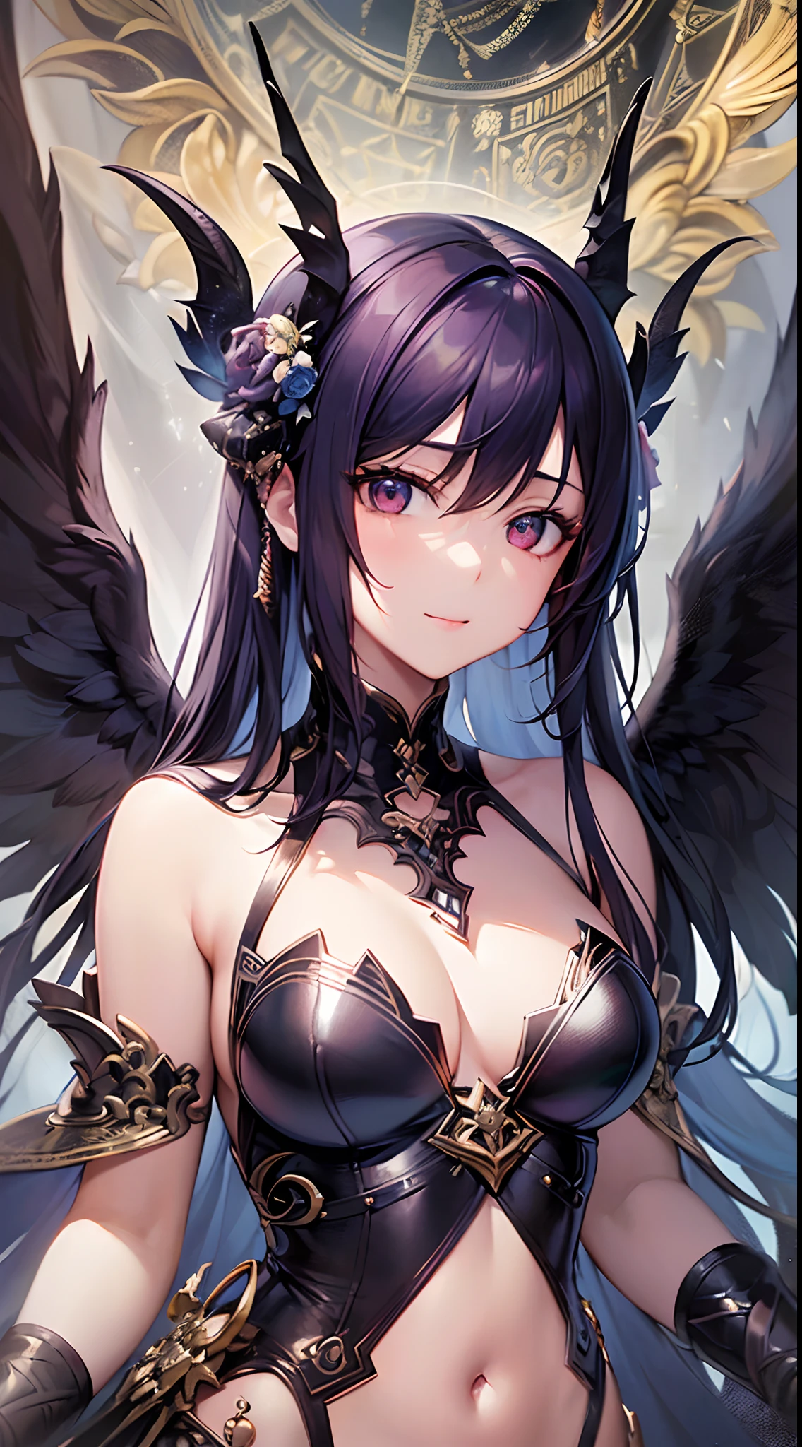 (Finest quality)),(超A high resolution),(ultra-detailliert),(Meticulous portrayal),((best pictures)),(Finest works of art),Ultra-Precision Art,The art of astounding depiction, Fantasyart:1.5, (1人の女性:1.5),Angel and demon fusion,Wings of the Devil and Angels:1.4,