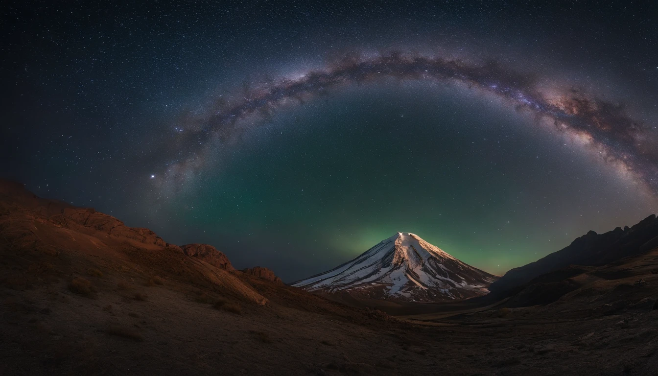 Master Parts、qualidade superior、Qualidade de imagem superior、A qualidade 8k、Beautiful photos of the starry sky、magnifica、Arched Milky Way、montanha.Fuji