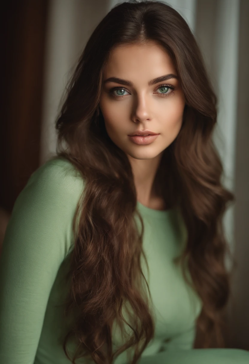 Arafed woman completely , fille sexy aux yeux verts, Portrait Sophie Mudd, cheveux bruns et grands yeux, selfie of a young woman, Yeux de chambre, Violet Myers, sans maquillage, maquillage naturel, looking straight at camera, Visage avec Artgram, Maquillage subtil, Superbe photo du corps entier, piercing green eyes, Bel angle, pose attrayante, fille mignonne, sexy pose, Image du corps entier, corps entier, corps entier, hispanic
