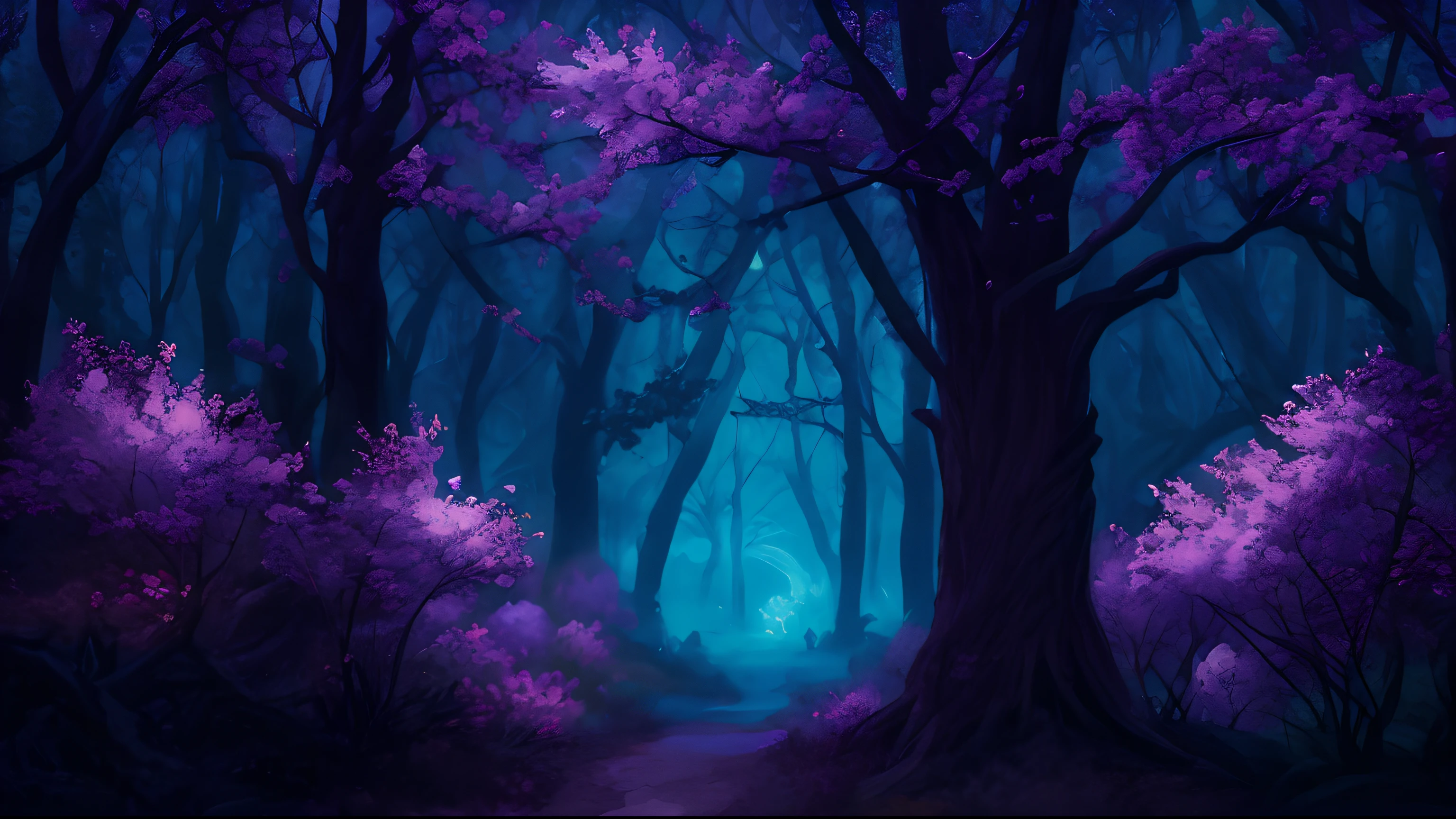 purple trees in a dark forest with a path leading through them, magical fantasy forest, fairytale forest, dark fantasy forest, magical forest, magic forest, fantasy forest, enchanted and magic forest, enchanted magical fantasy forest, magical colors and atmosphere, magic fairy forest, magical forest backround, mystical forest, magical forest in the background, magical colours and atmosphere, a little angle in the woods