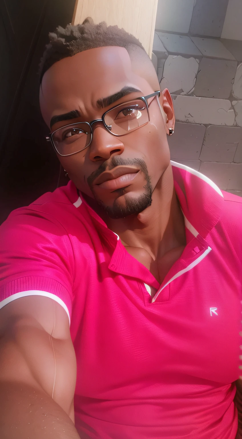 Black man wearing glasses, em breve, youthful appearance, desenho 3d, cartoon