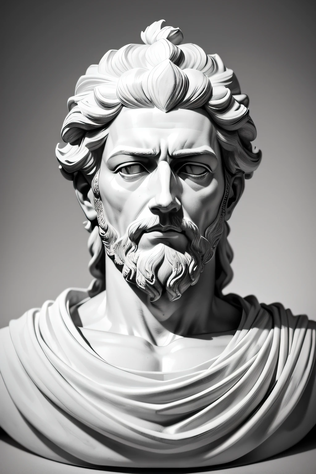a portrait statue of the stoic Marcus Aurelius in black and white 4K,OLHANDO PRA FRENTE, papel de parede super realista
